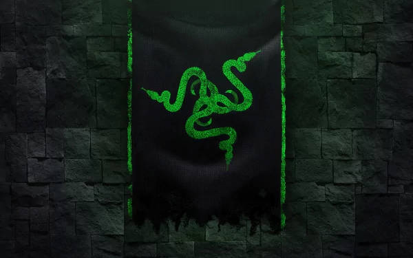 Razer, glowing green, black banner, SD Desktop Wallpaper