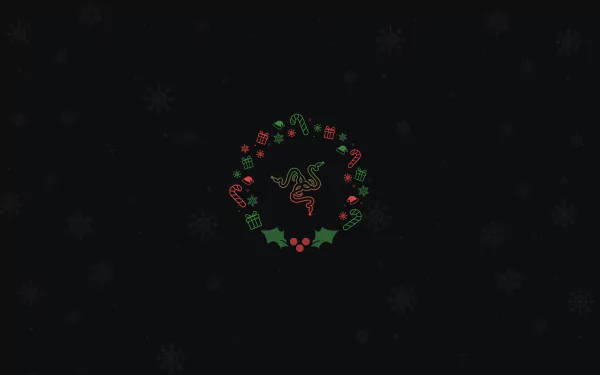 Razer, Christmas wreath, glowing green, SD Desktop Wallpaper
