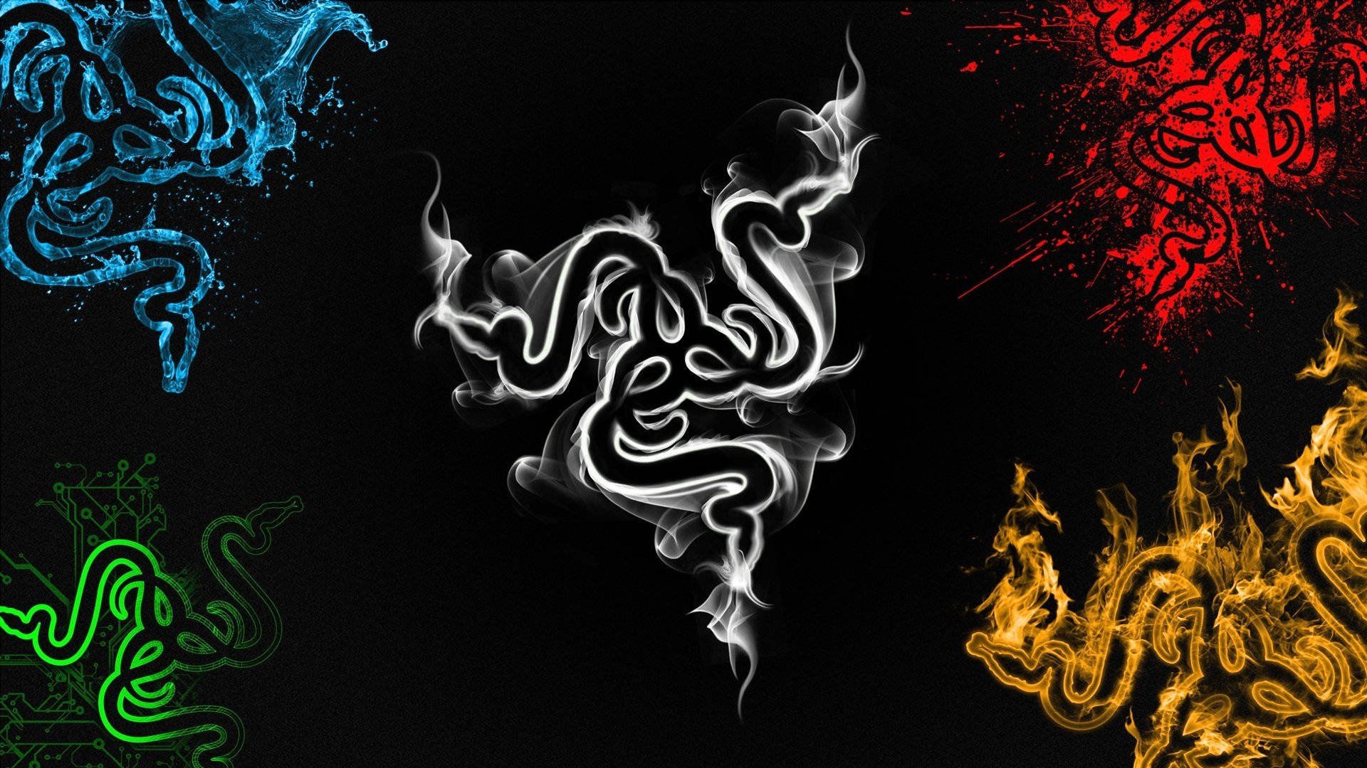 Razer, neon colors, black background, Full HD Desktop Wallpaper