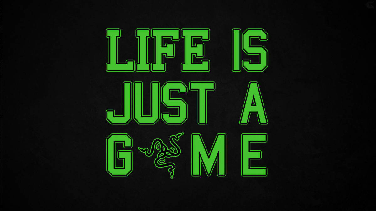 Razer, LIFE IS JUST A GAME, black textured background, SD Desktop Wallpaper