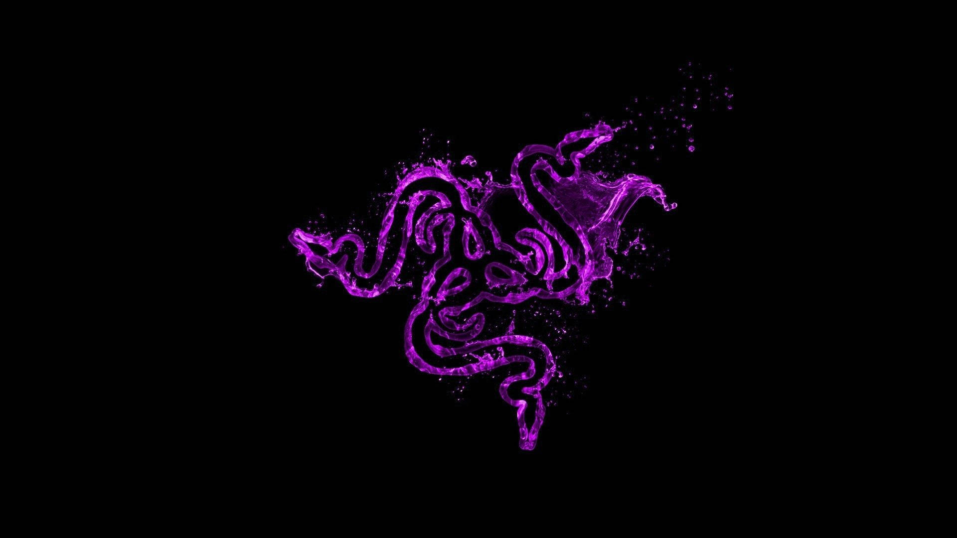 Razer, neon purple, three-headed snake logo, Full HD Desktop Wallpaper