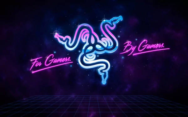 Razer, neon Razer logo, For Gamers By Gamers, SD Desktop Wallpaper