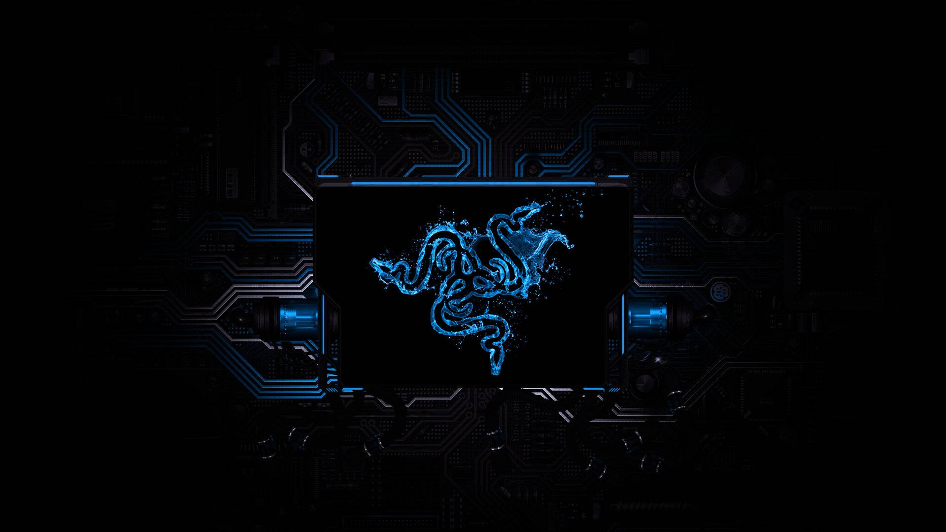 Razer, blue Razer logo, glowing blue Razer logo, Full HD Desktop Wallpaper
