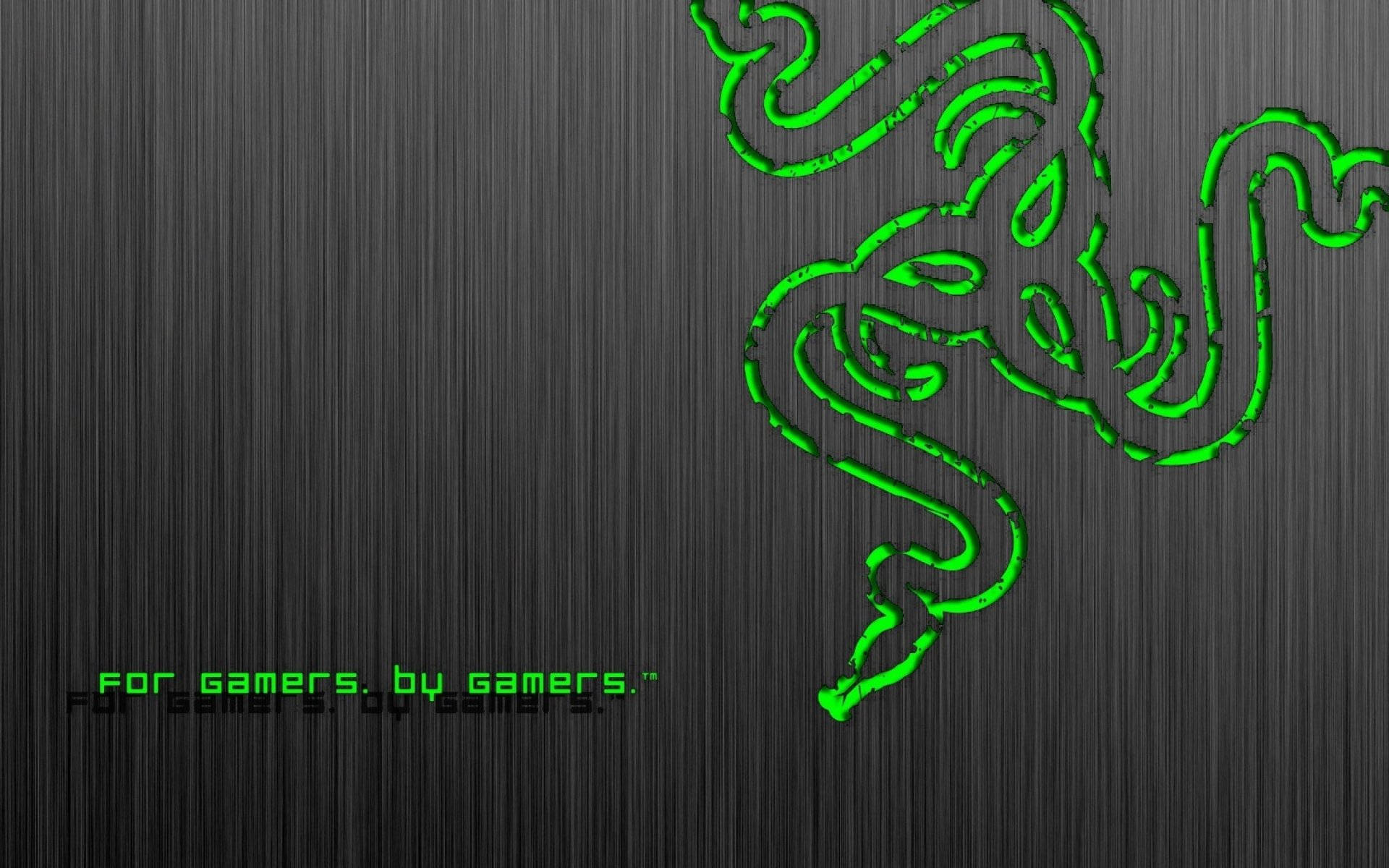 Razer, glowing green Razer logo, brushed metal texture, Full HD Desktop Wallpaper