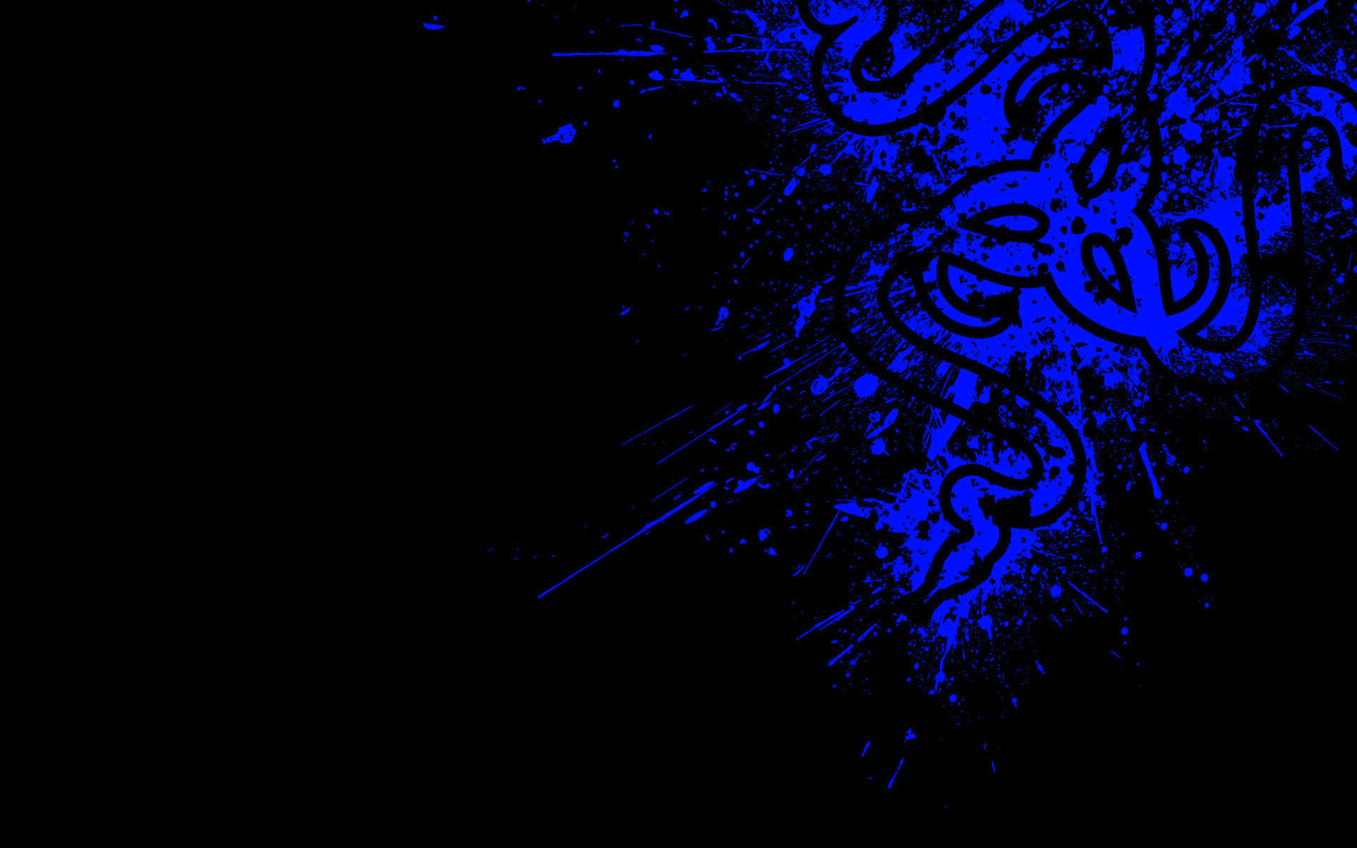 Razer PC, blue paint splatter, electric blue, Full HD Desktop Wallpaper