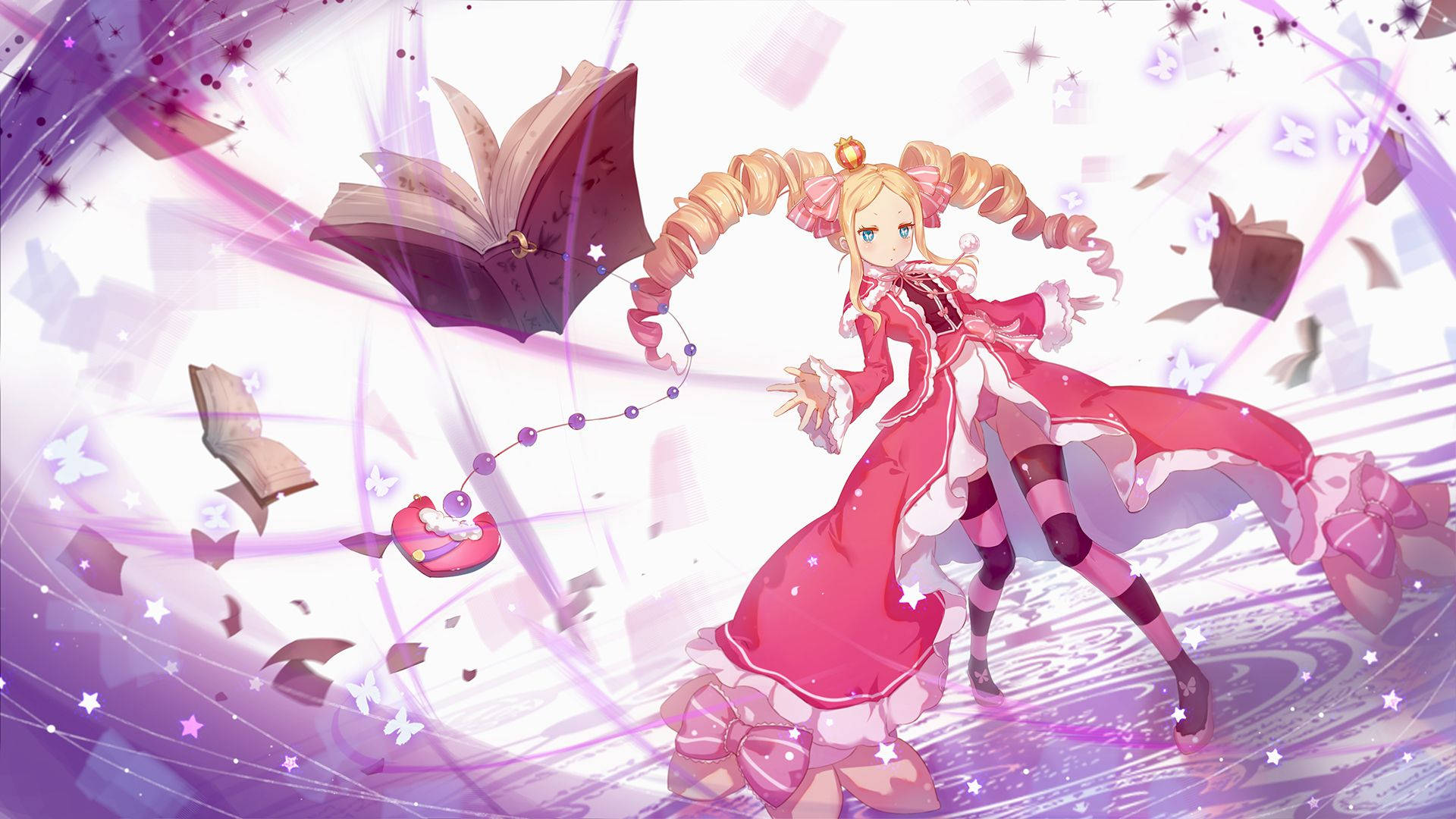 Beatrice, Re Zero, pink dress, Full HD Desktop Wallpaper