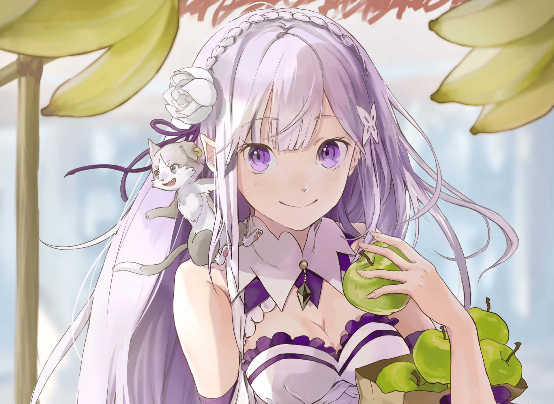 Re Zero, Emilia, lavender hair, Full HD Desktop Wallpaper