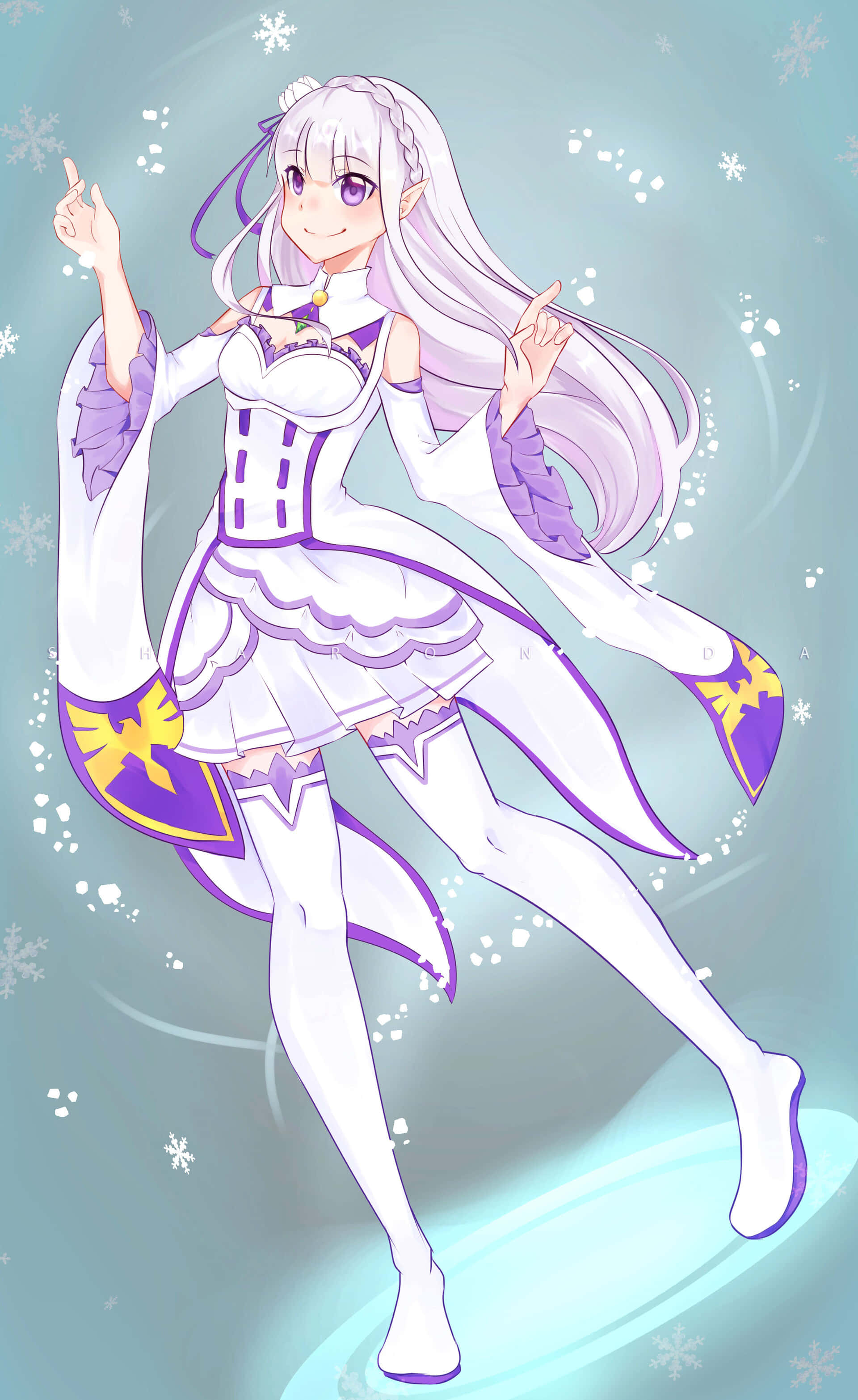 Re: Zero Emilia, lavender hair, purple eyes, 2K Phone Wallpaper