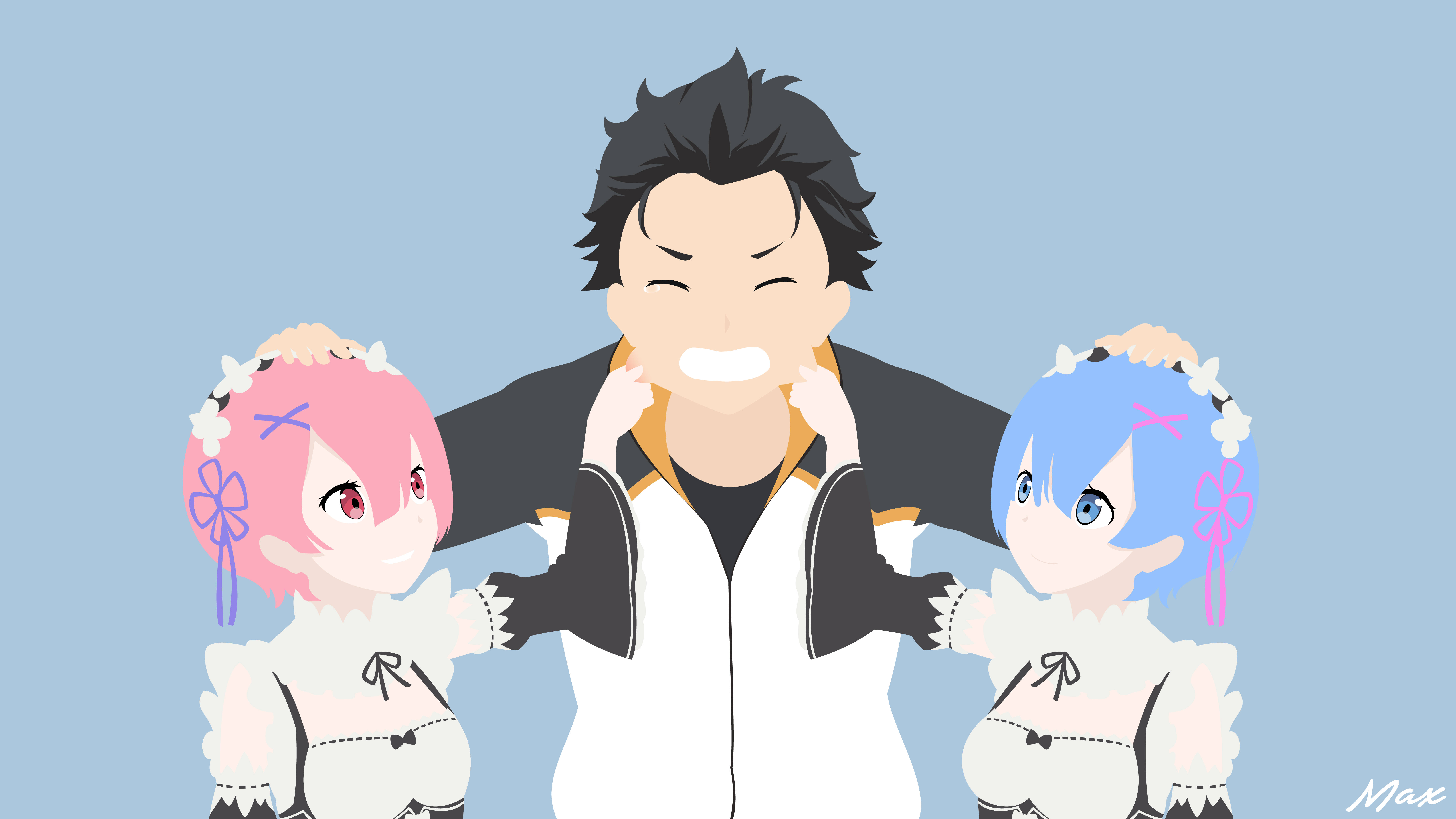 Re Zero, black hair, pink hair, 8K Desktop Wallpaper
