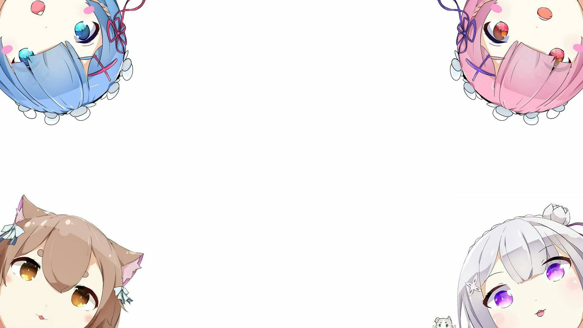 chibi anime, Re:Zero, cat ears, Full HD Desktop Wallpaper