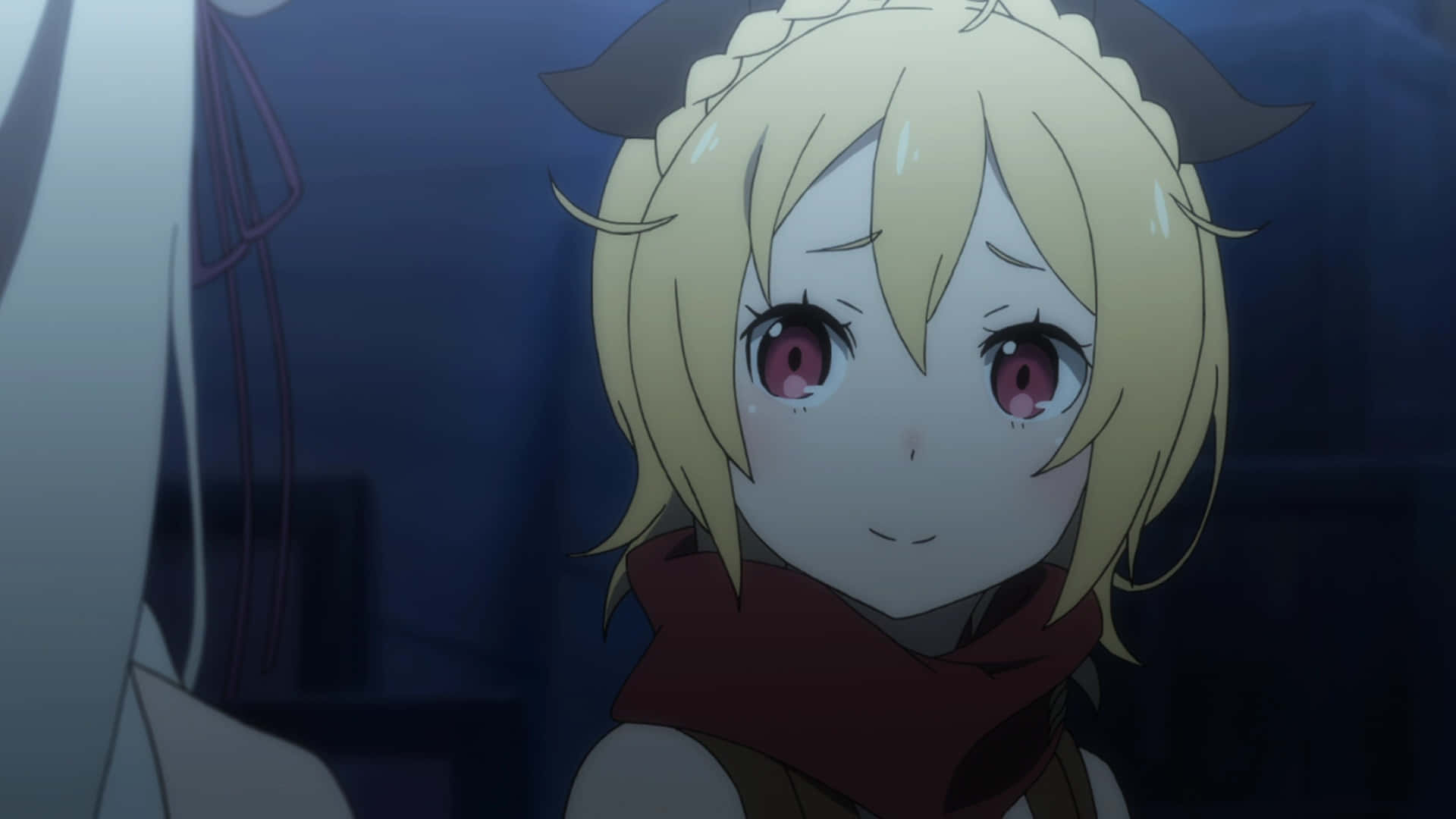 Re Zero, blonde anime girl, horns, Full HD Desktop Wallpaper