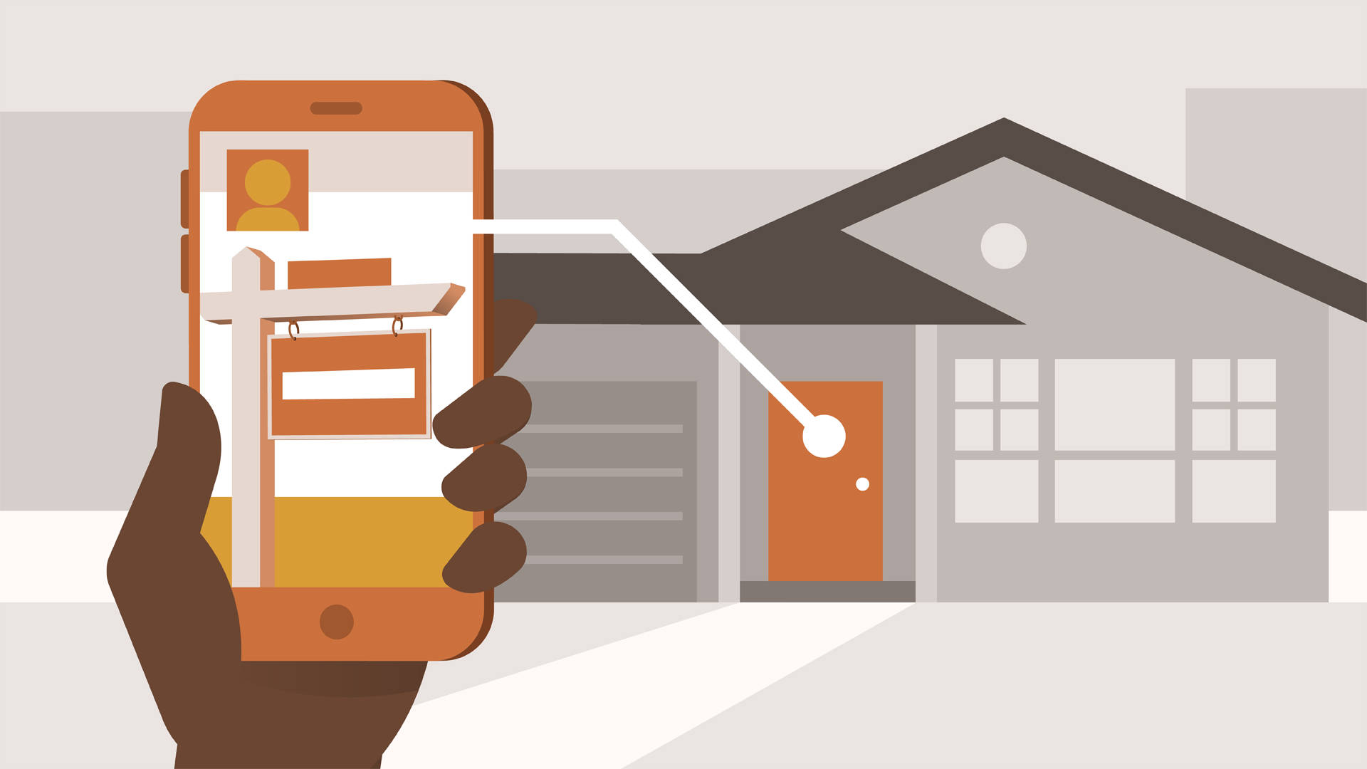 real estate app, modern single-story home, smartphone, Full HD Desktop Wallpaper