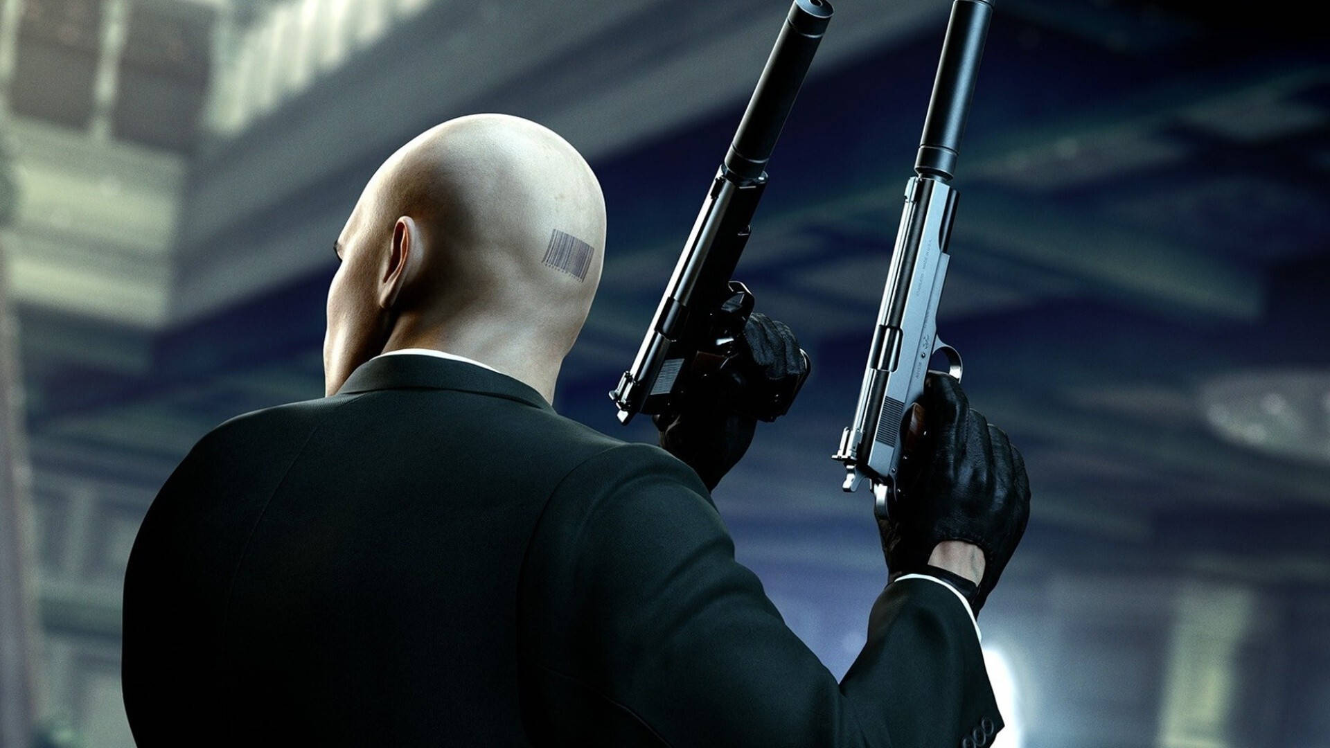 Hitman, black suit, pistols, Full HD Desktop Wallpaper