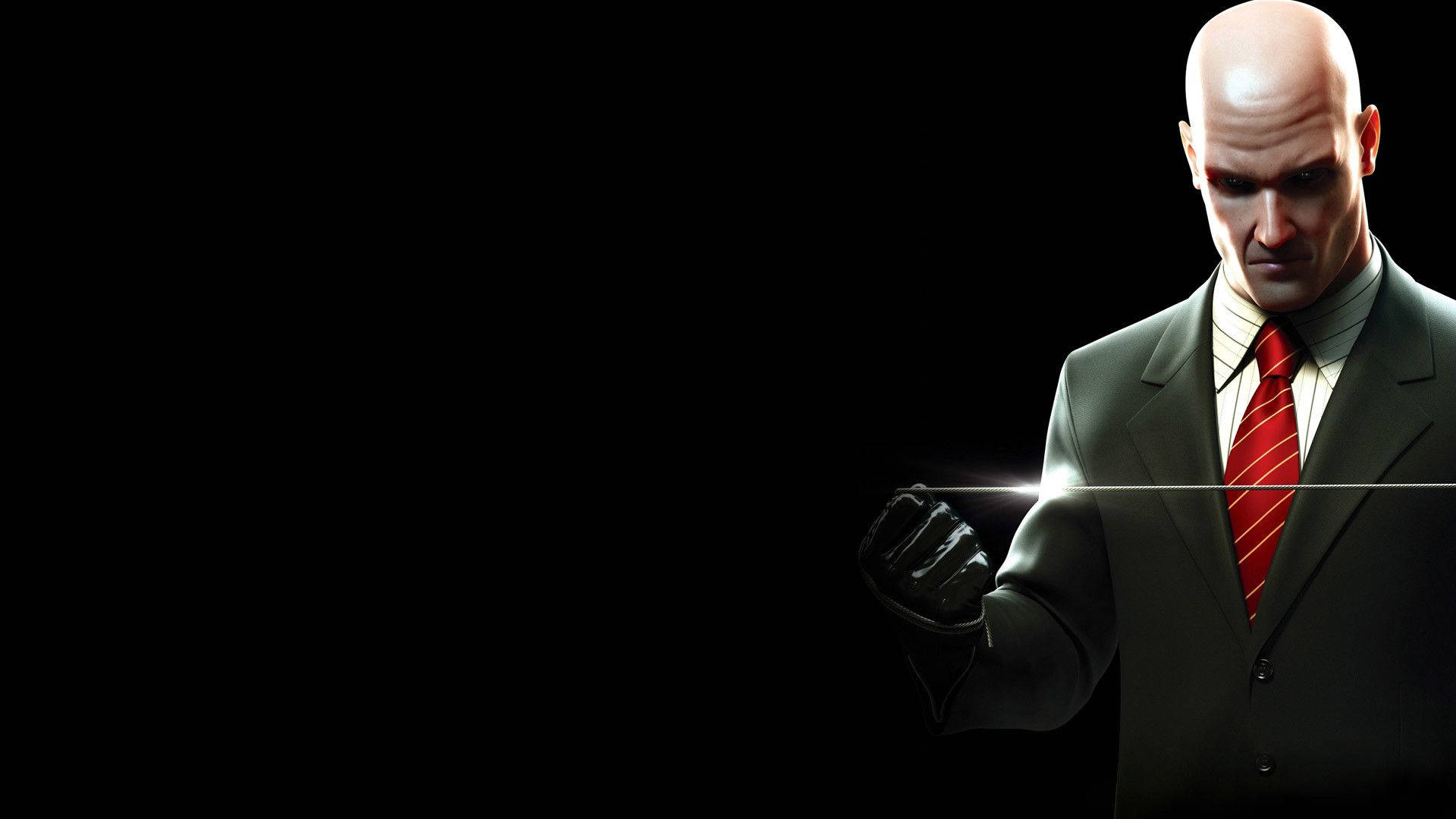 bald man, dark suit, red tie, Full HD Desktop Wallpaper