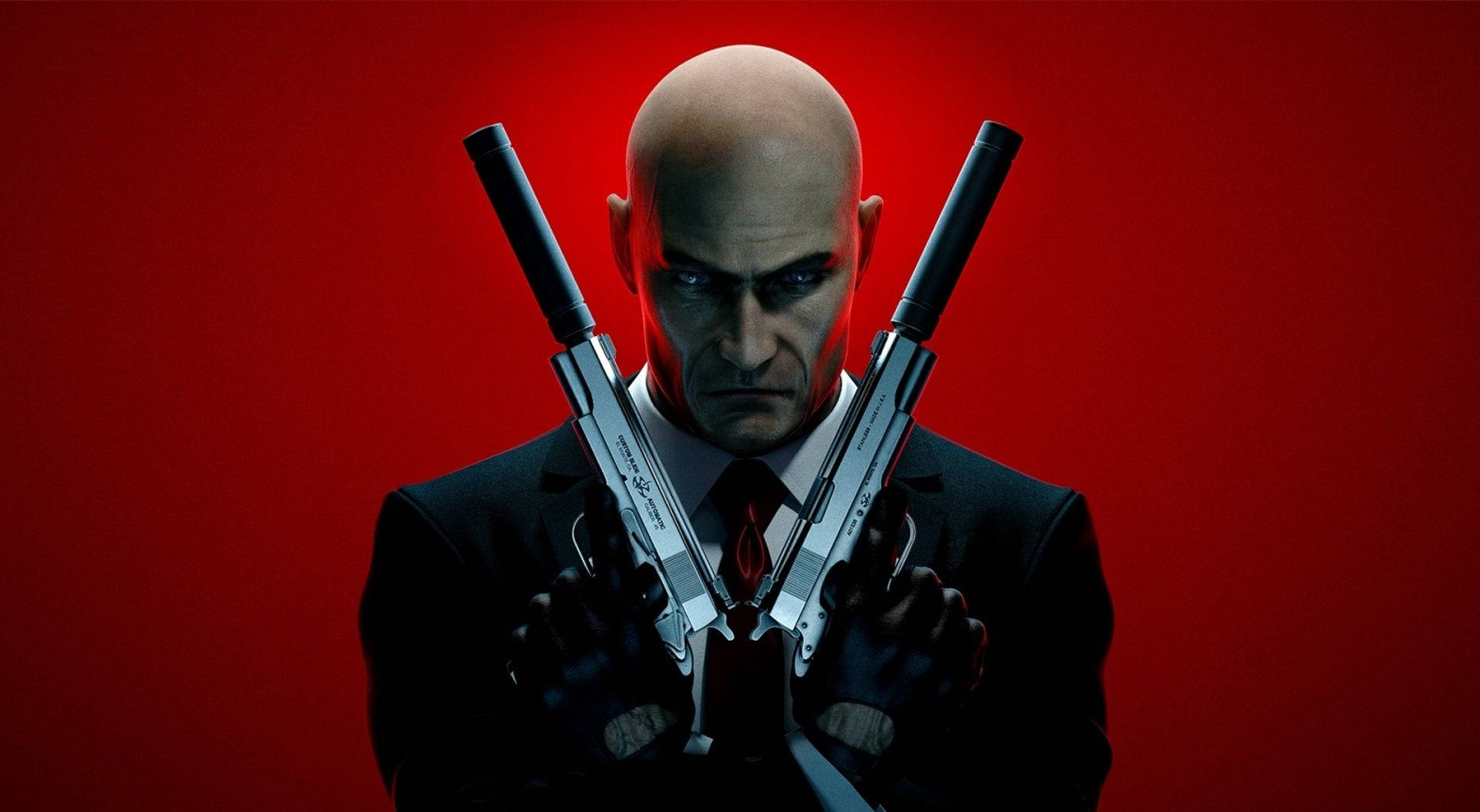 Real Hitman, black suit, silver guns, Full HD Desktop Wallpaper