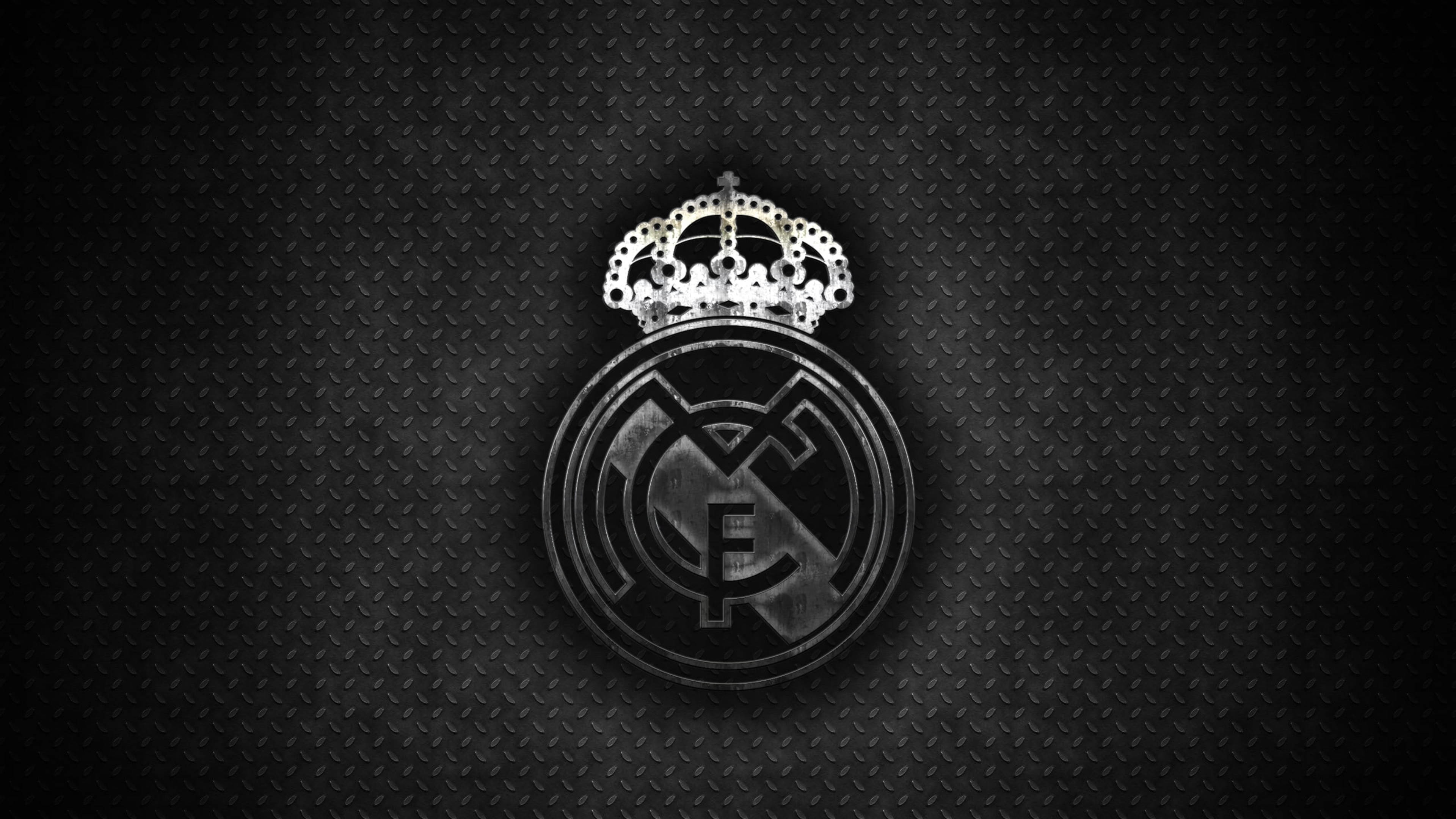 Metallic Real Madrid, crown, dark textured diamond plate, 4K Desktop Wallpaper