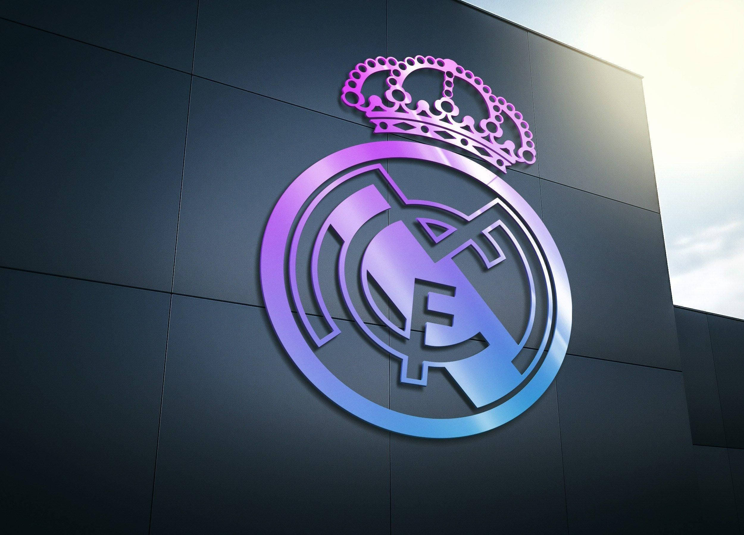 Real Madrid, pastel logo, purple and blue, Full HD Desktop Wallpaper