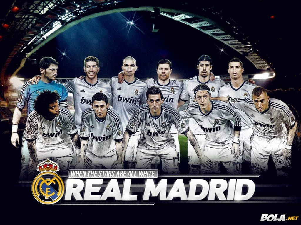 Real Madrid, white jerseys, stadium lights, SD Desktop Wallpaper