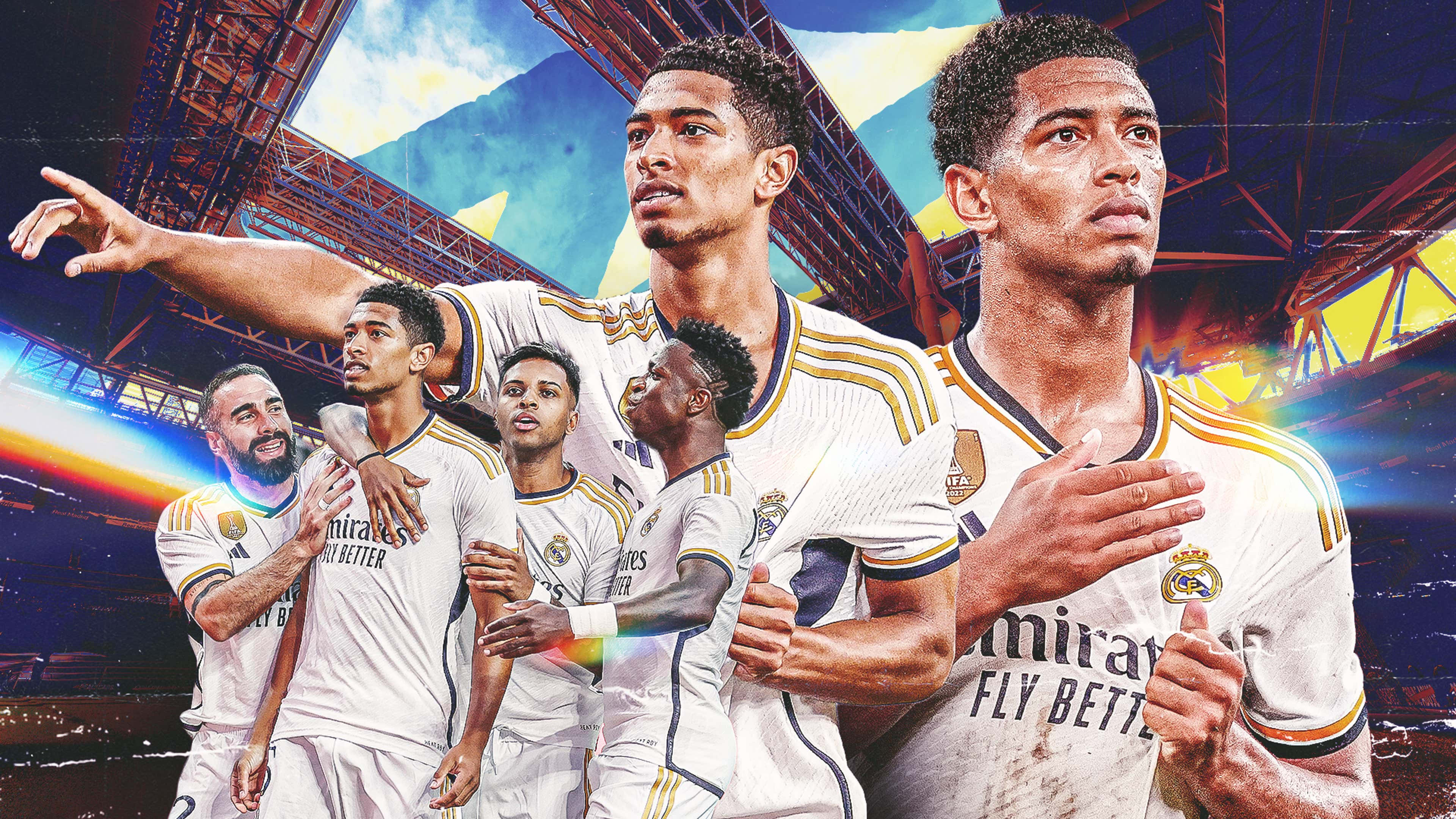 Real Madrid, white jerseys, vibrant stadium pitch, 4K Desktop Wallpaper