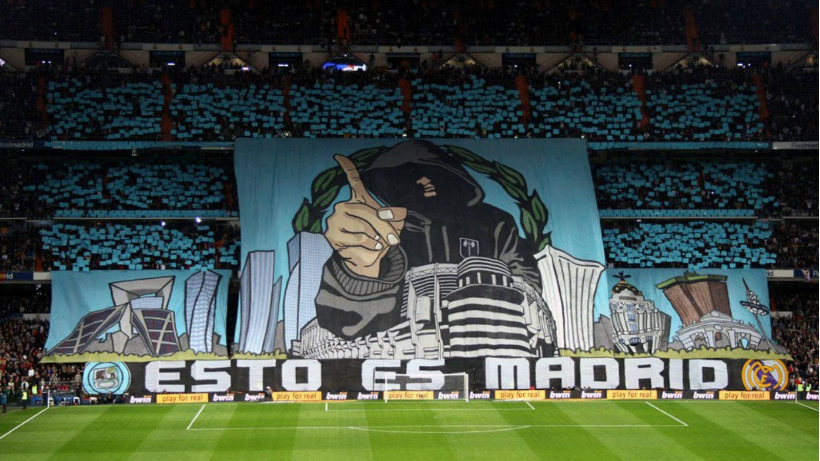 Real Madrid, hooded figure, cityscape, HD Desktop Wallpaper