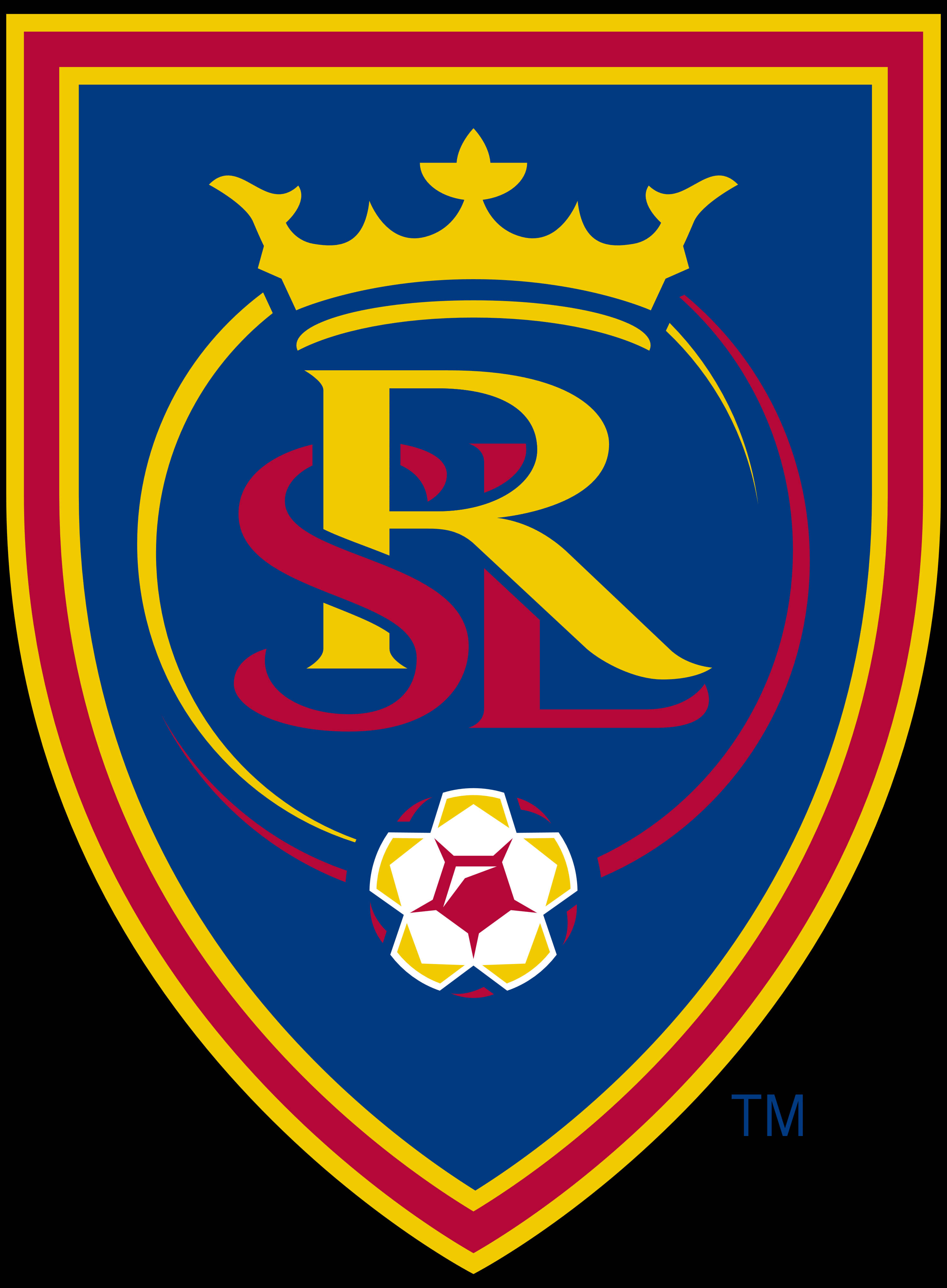 Real Salt Lake, blue shield crest, gold crown, 4K Phone Wallpaper