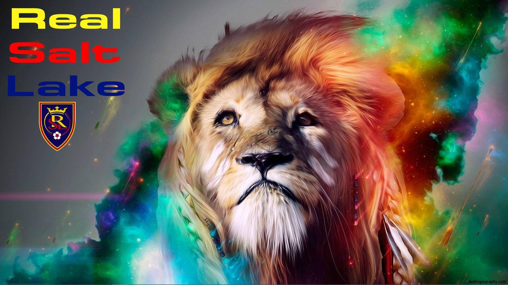 Real Salt Lake, lion, cosmic aura, Full HD Desktop Wallpaper