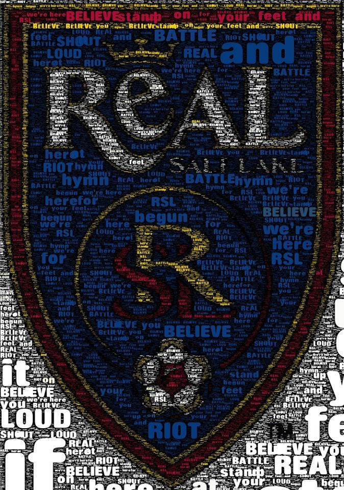 Real Salt Lake, shield-shaped emblem, blue red and gold, SD Phone Wallpaper