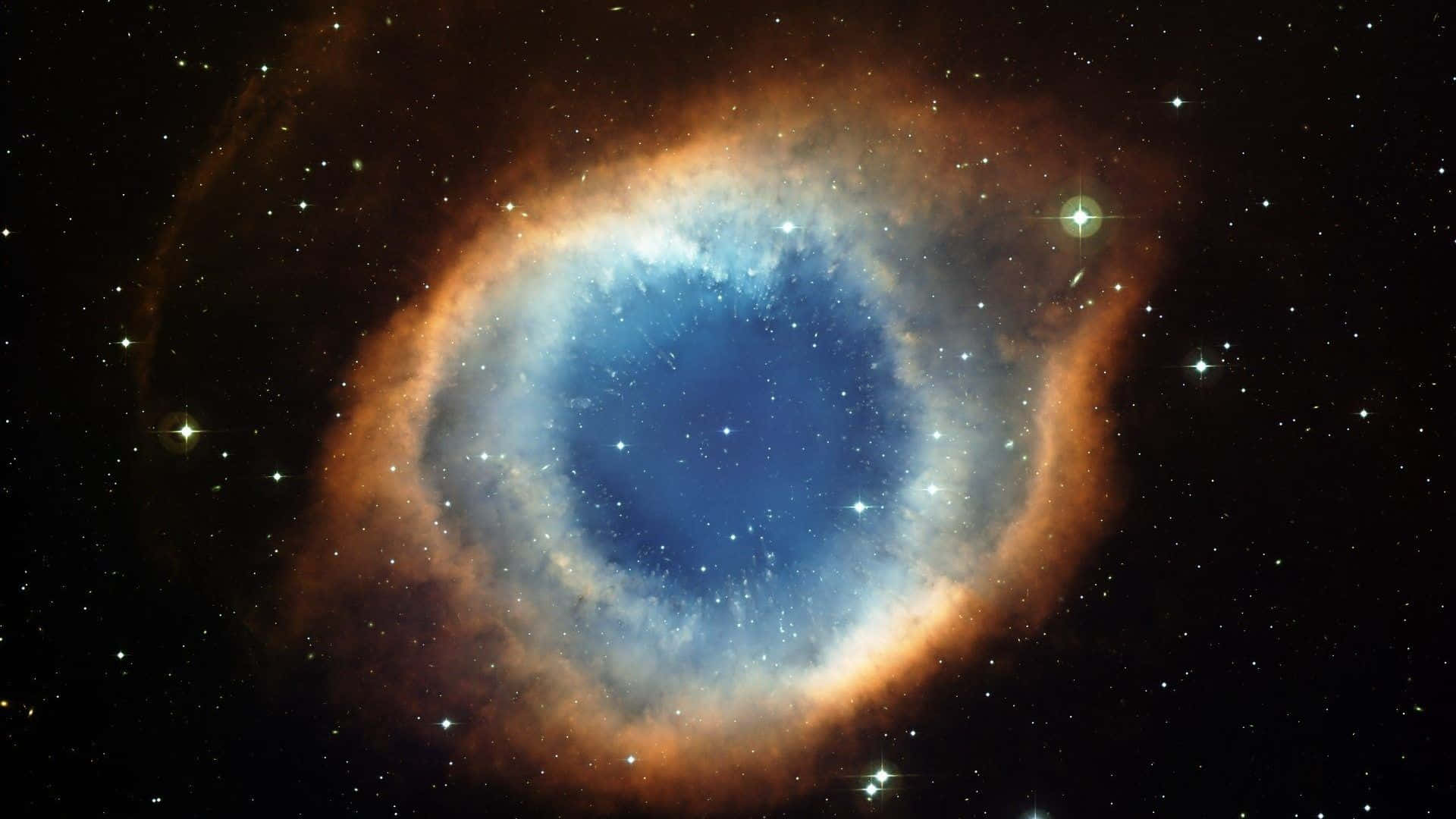 Glowing Nebula, Real Space, blue and orange hues, Full HD Desktop Wallpaper