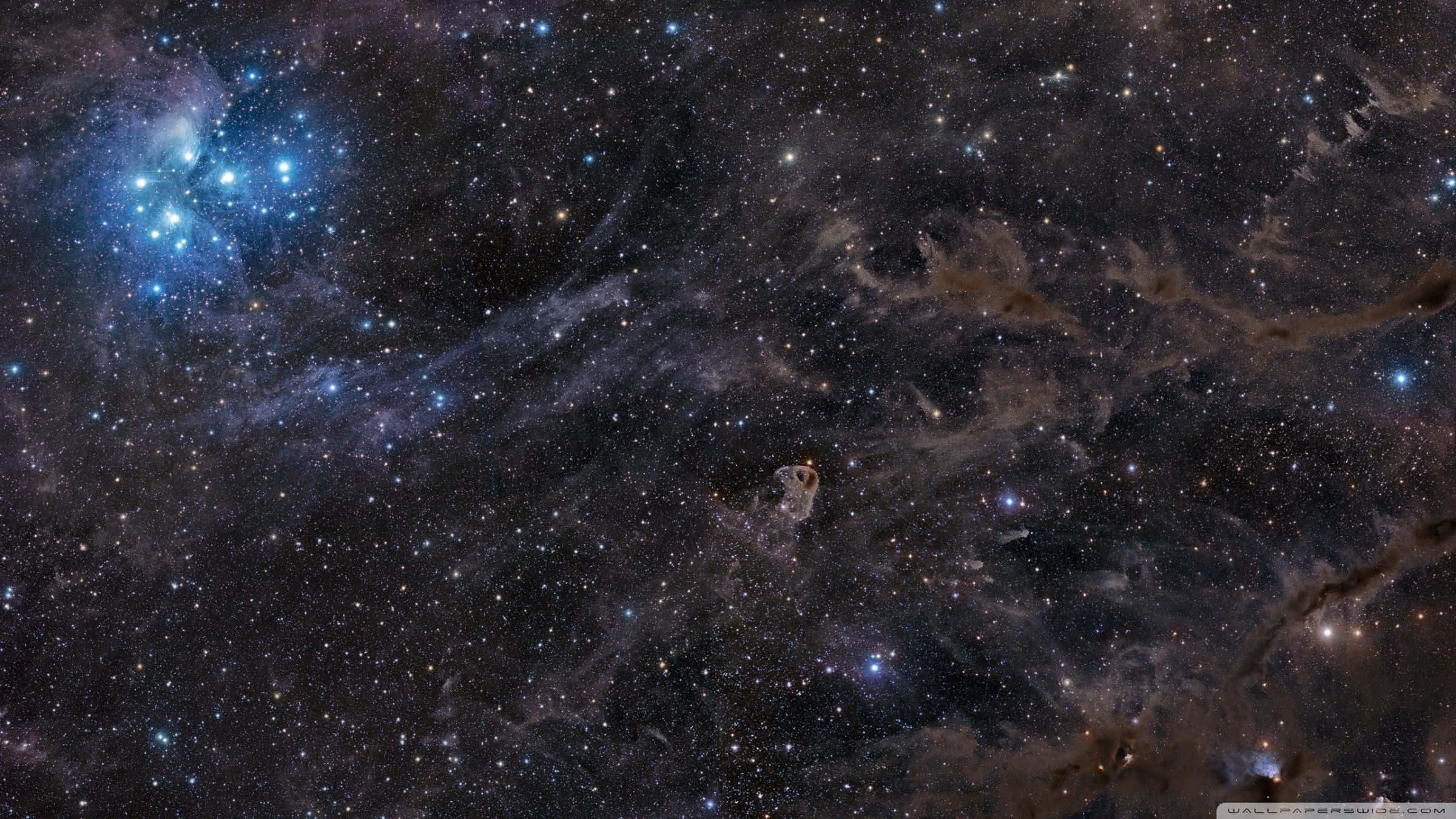 Real Space, nebula, glowing blue clouds, Full HD Desktop Wallpaper