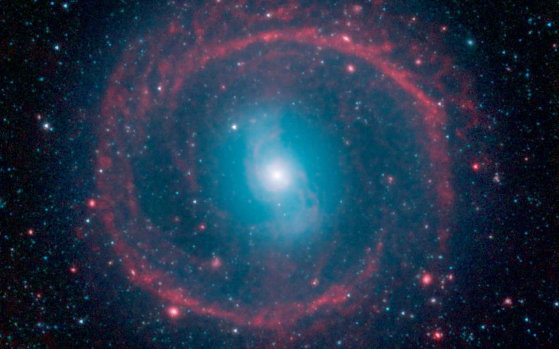Real Space, spiral galaxy, glowing red arms, Full HD Desktop Wallpaper