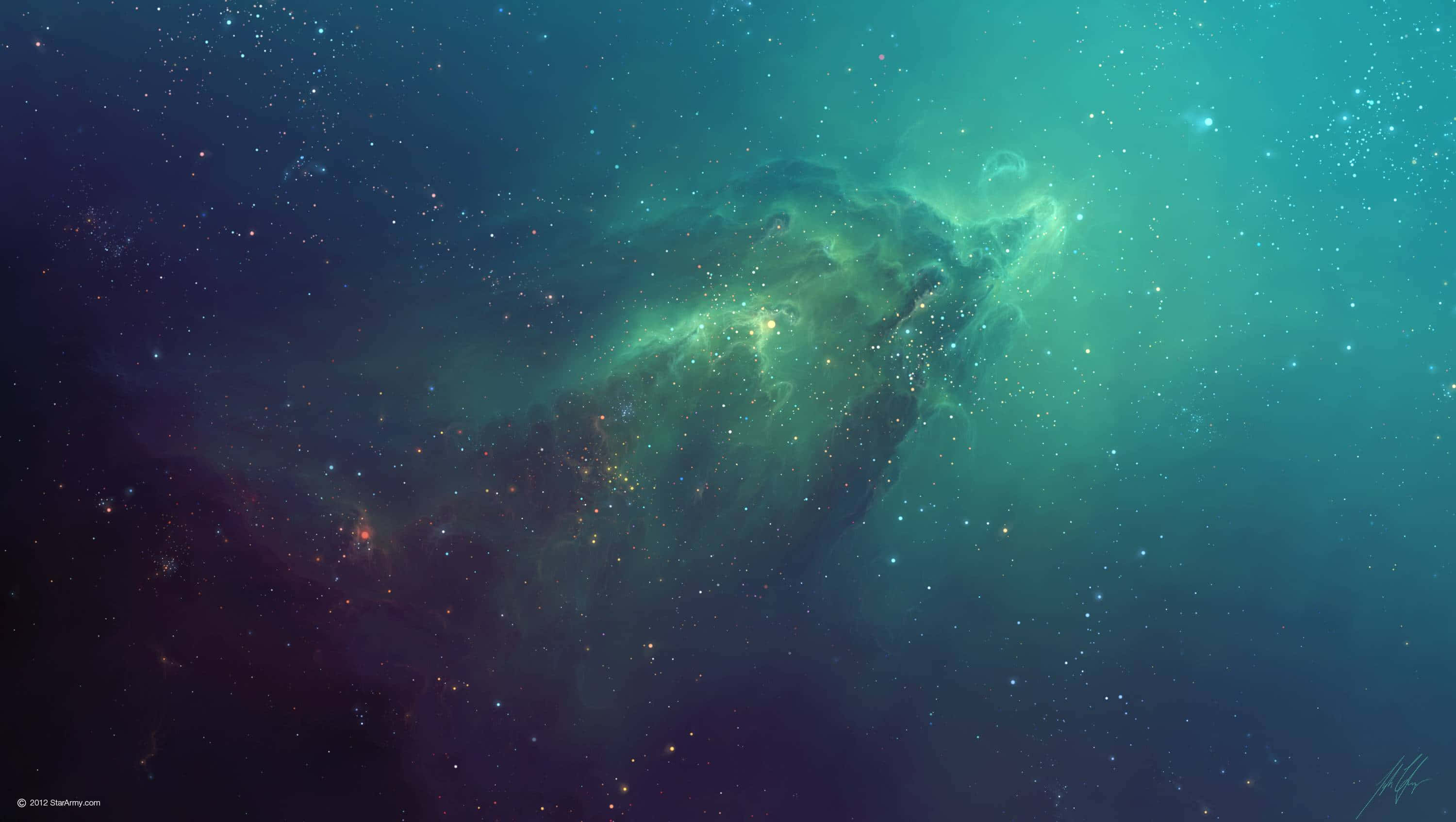 Real Space, cosmic nebula, teal, 2K Desktop Wallpaper