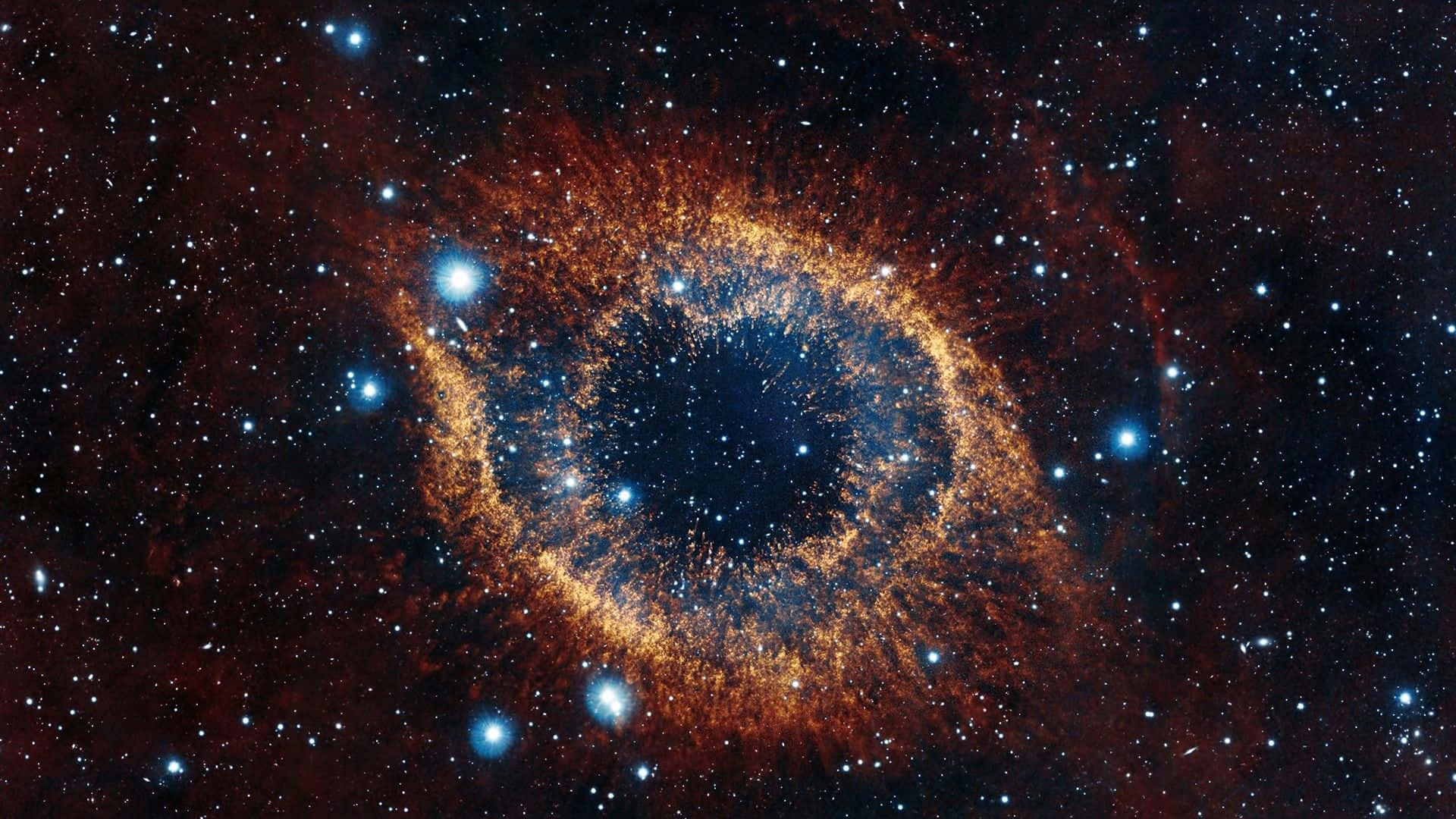 cosmic eye nebula, fiery orange, deep blue, Full HD Desktop Wallpaper