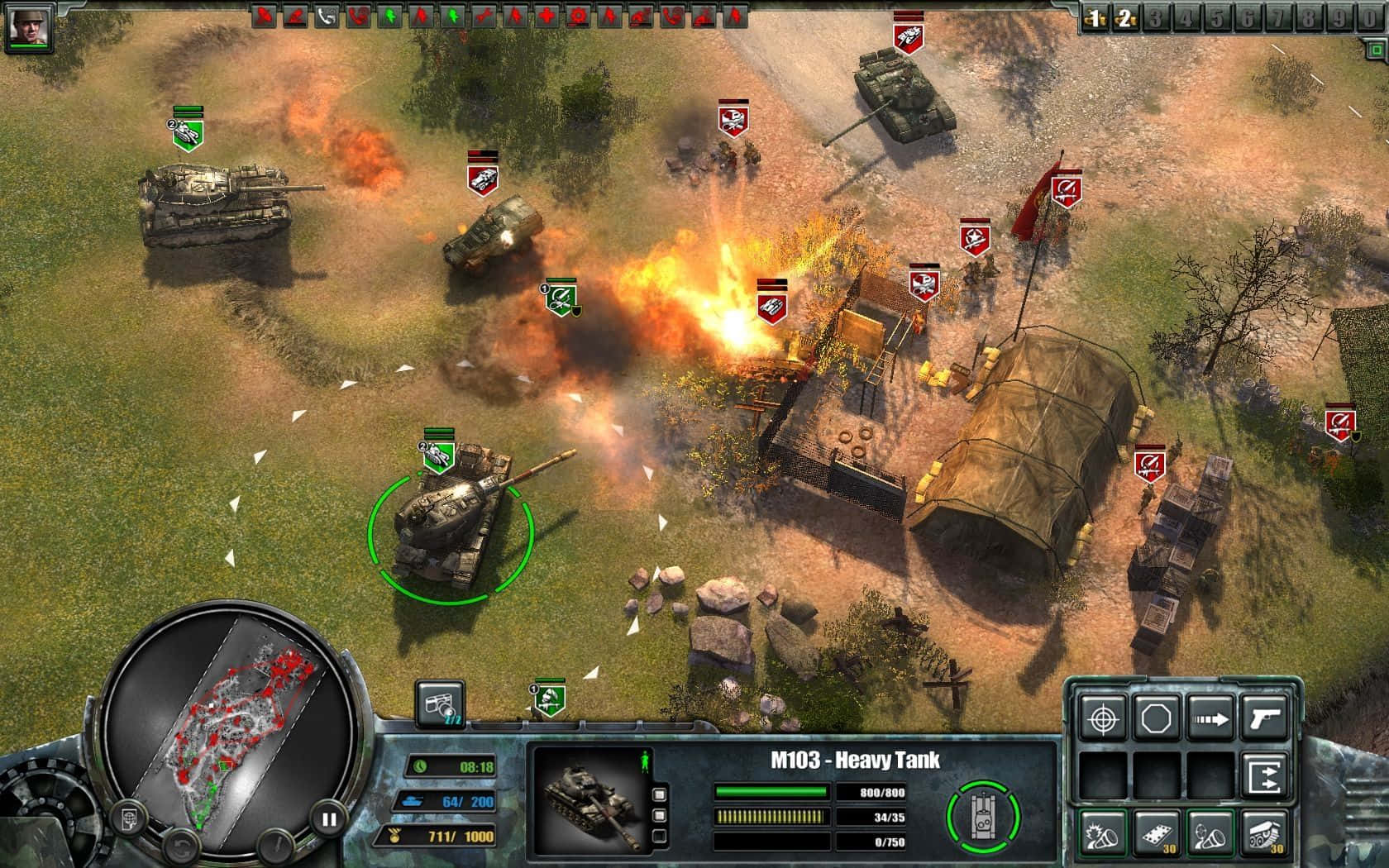 WWII tank battle, explosions, soldiers, HD Desktop Wallpaper