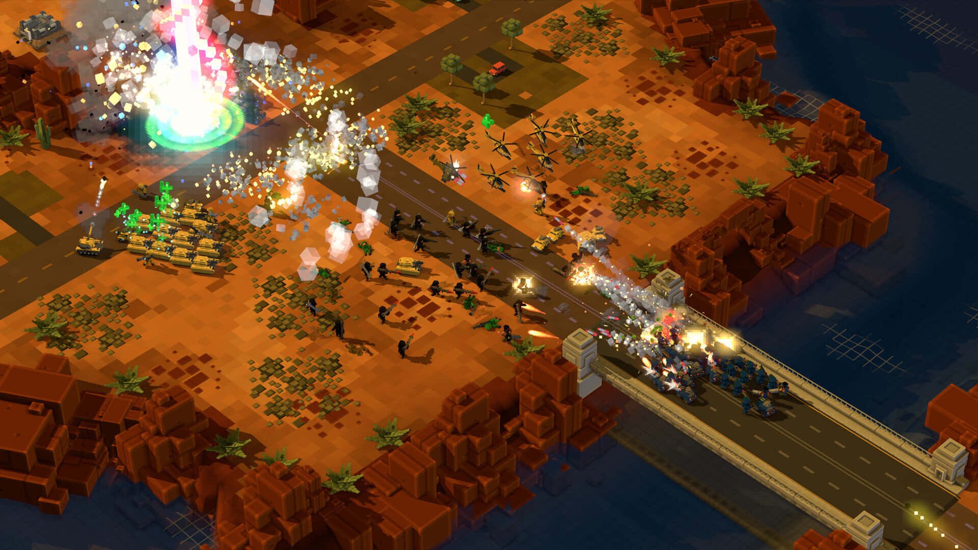pixelated battlefield, tanks, helicopters, Full HD Desktop Wallpaper