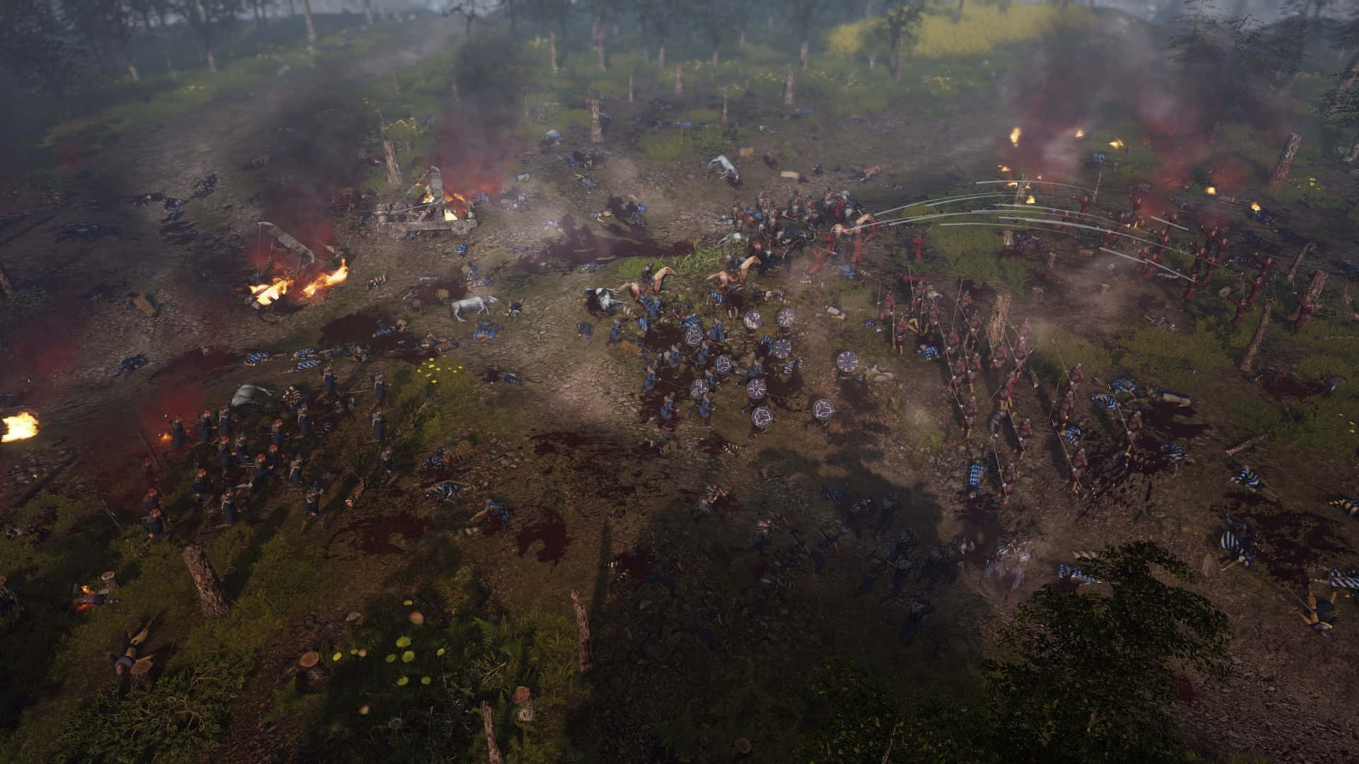 Epic battle scene, medieval battlefield, burning fires, Full HD Desktop Wallpaper