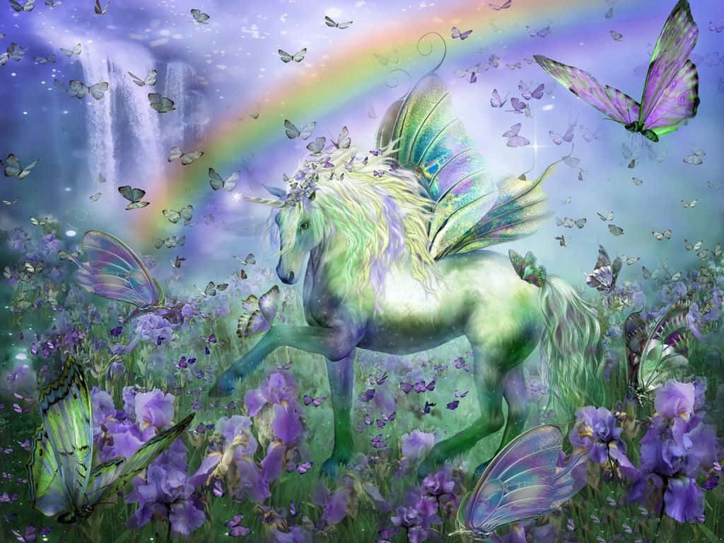 Real Unicorn, glowing unicorn, iridescent wings, SD Desktop Wallpaper
