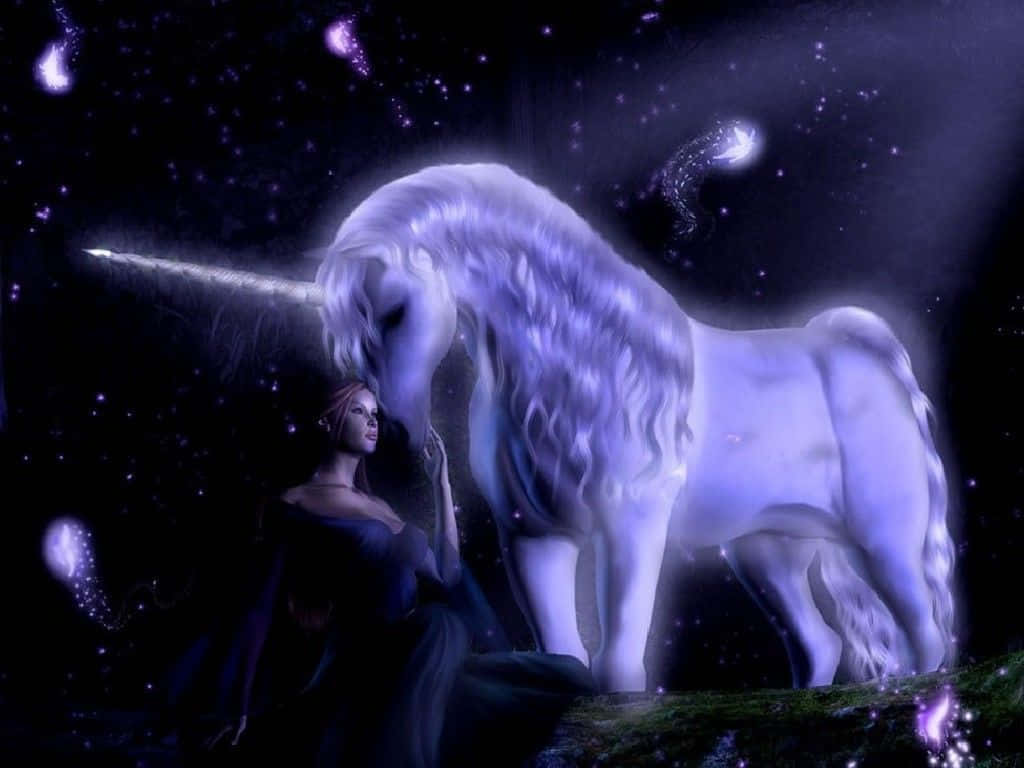 Real Unicorn, glowing white unicorn, radiant horn, SD Desktop Wallpaper