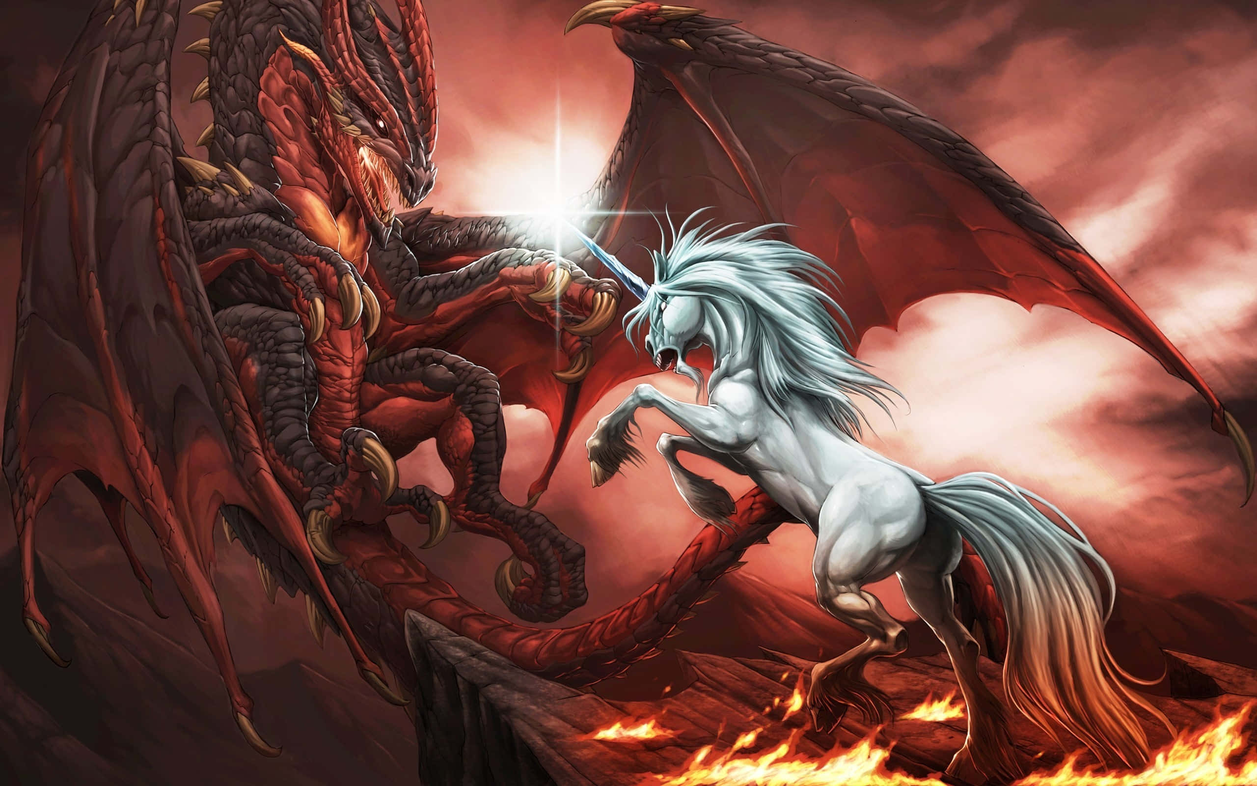 Real Unicorn, white unicorn, glowing horn, 2K Desktop Wallpaper