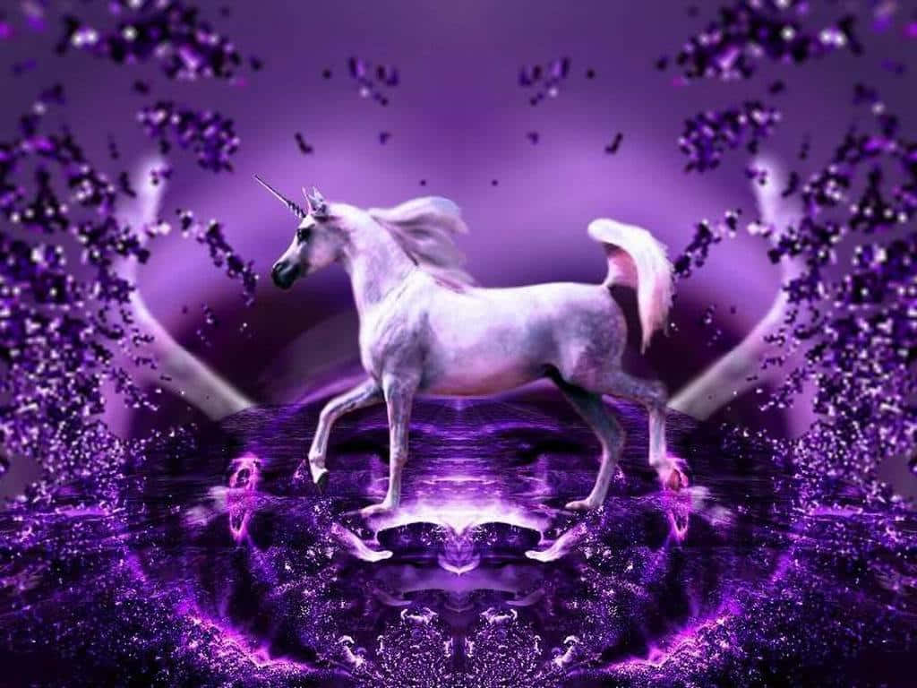 Real Unicorn, white unicorn, magical purple realm, SD Desktop Wallpaper