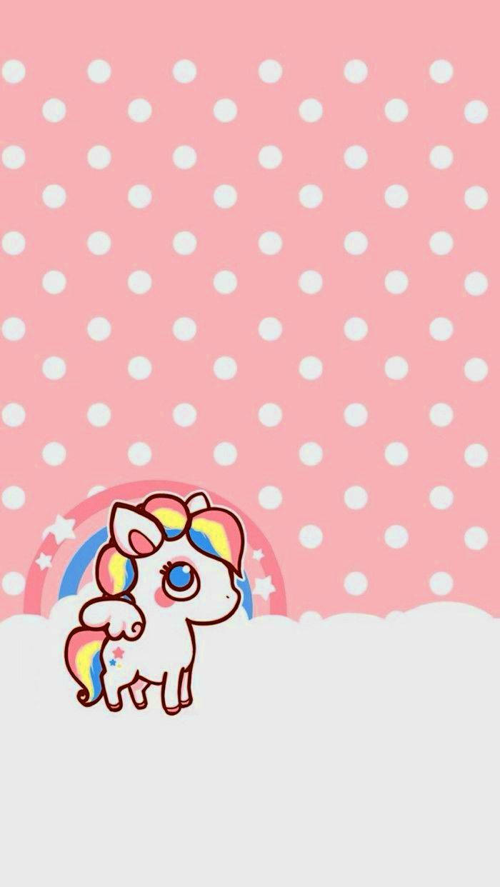 kawaii unicorn, rainbow mane and tail, cloud, SD Phone Wallpaper
