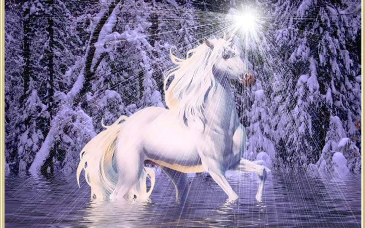 Real Unicorn, white unicorn, glowing horn, HD Desktop Wallpaper