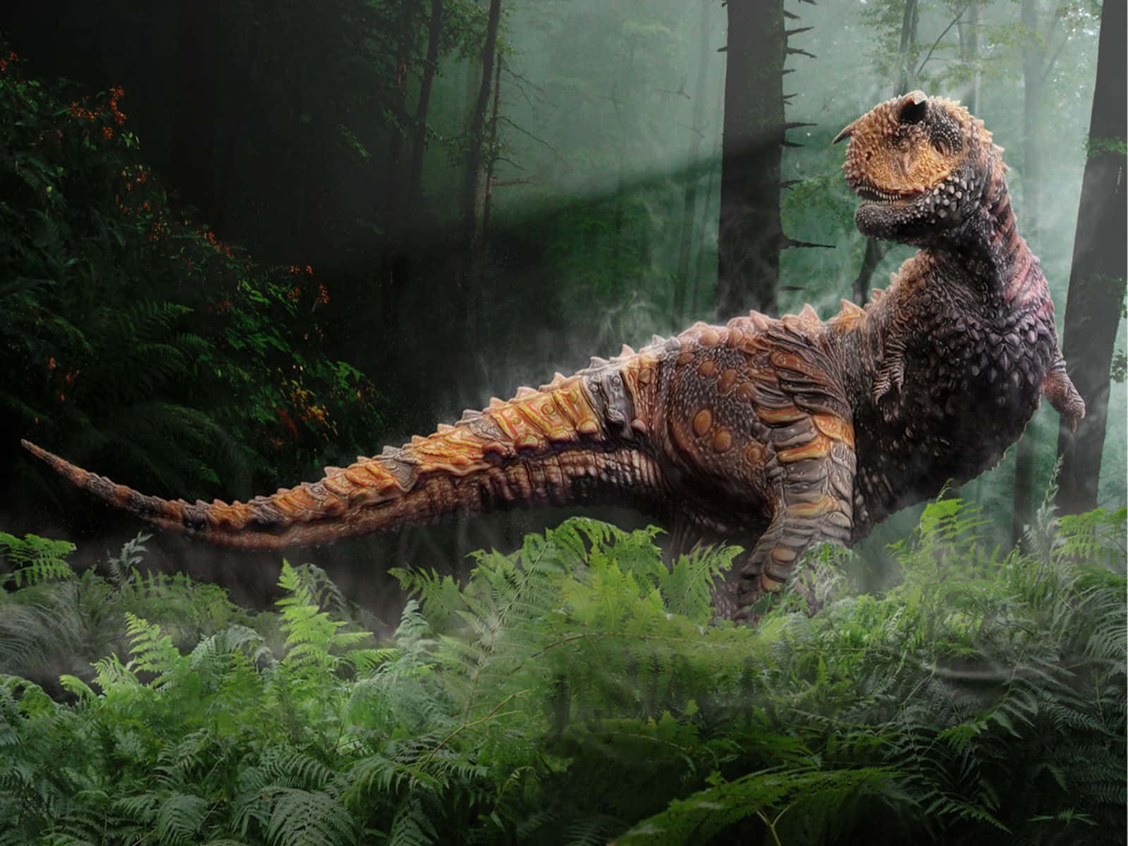 dinosaur, textured scales, spiked tail, HD Desktop Wallpaper