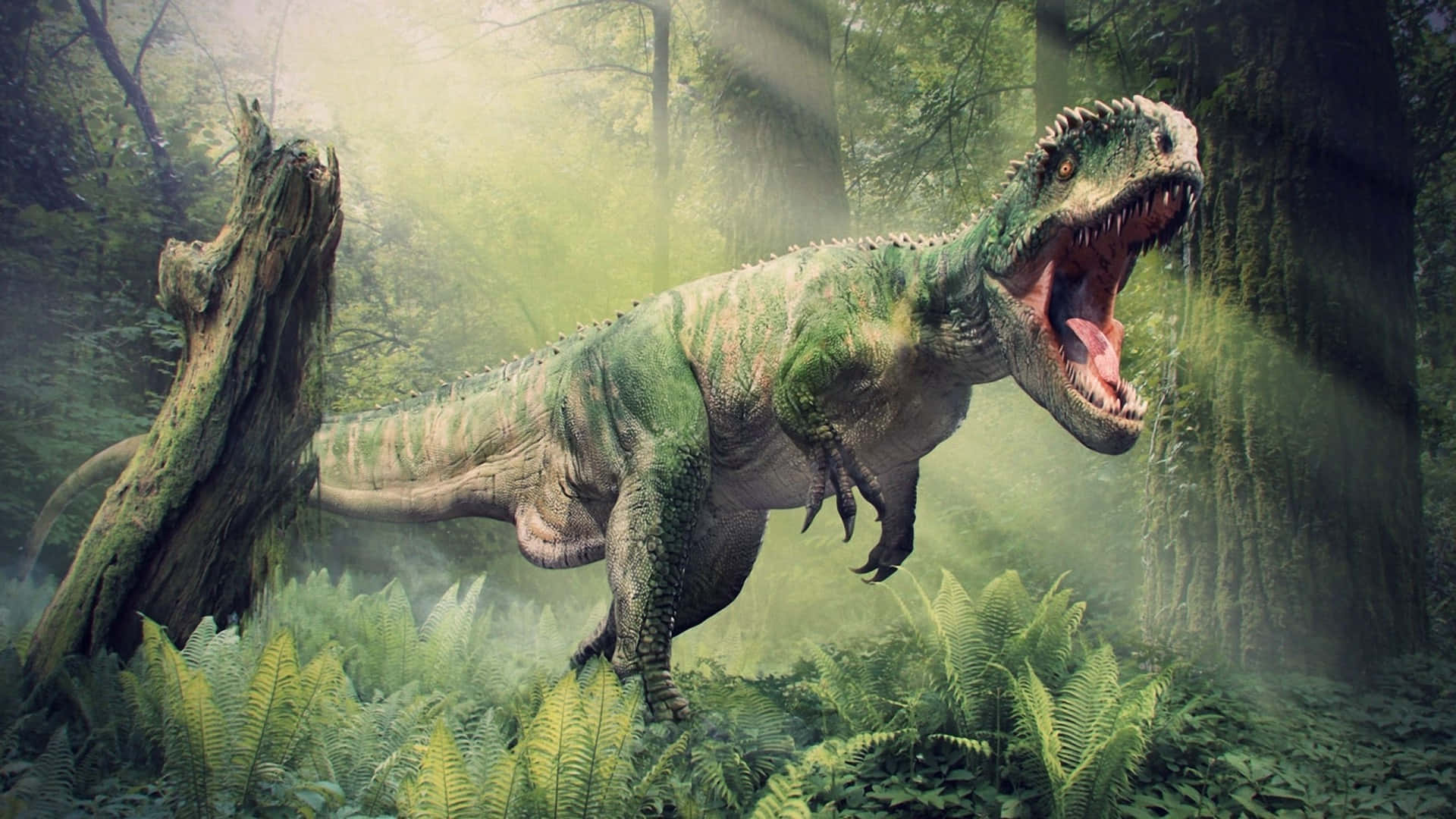 realistic dinosaur, green dinosaur, spiked back, Full HD Desktop Wallpaper