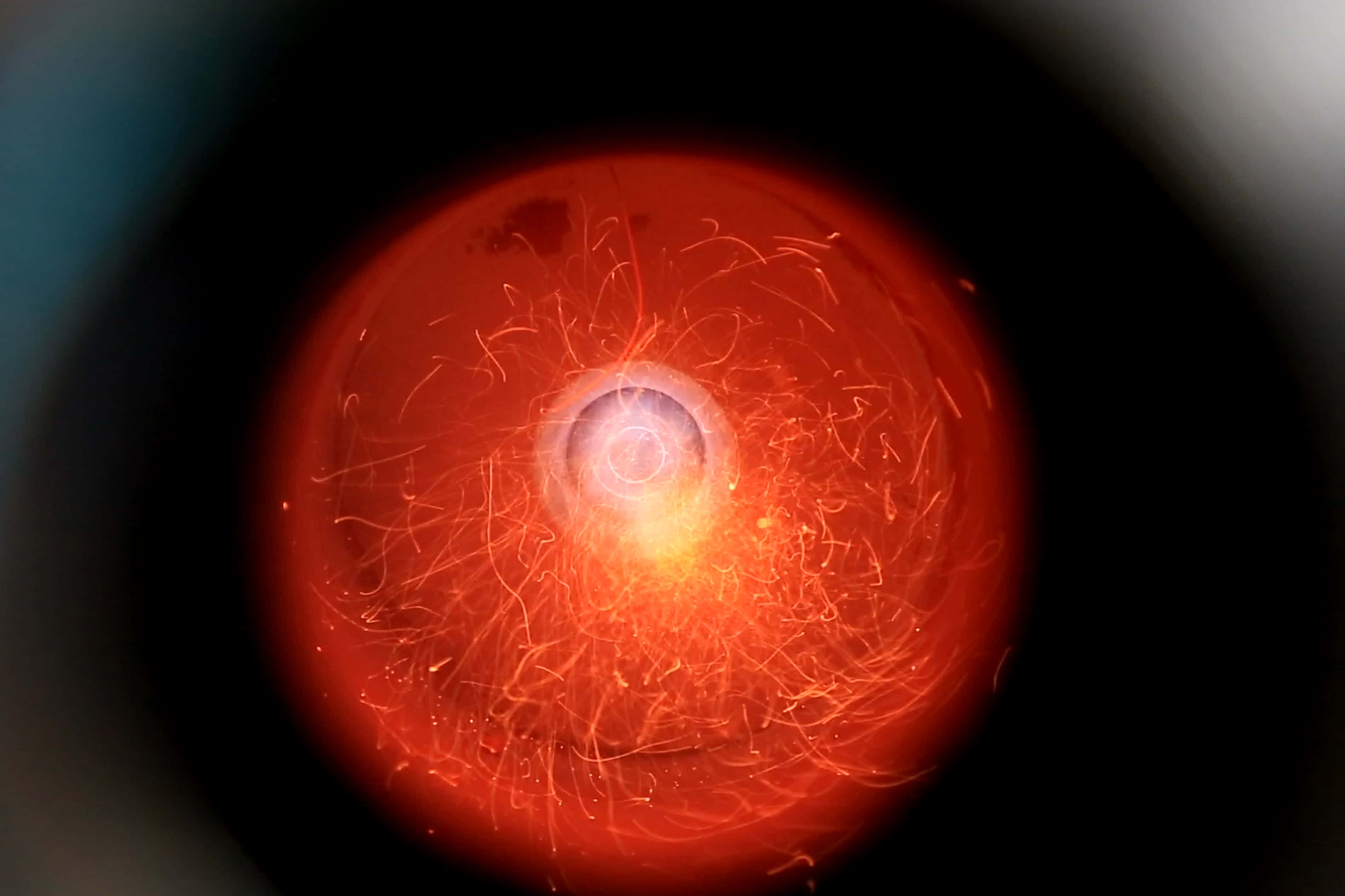 Reality Stone, fiery red sphere, glowing filaments, 2K Desktop Wallpaper