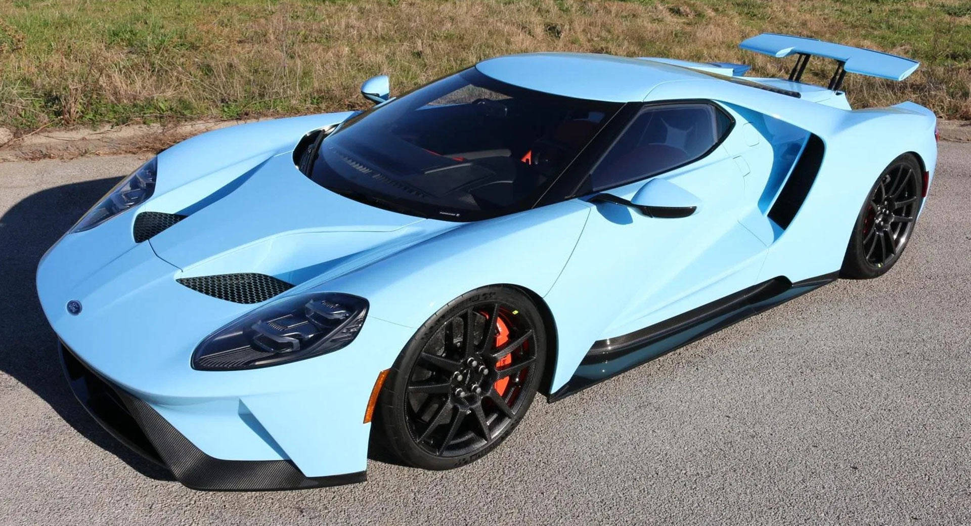 light blue, 2018 Ford GT, black accents, Full HD Desktop Wallpaper