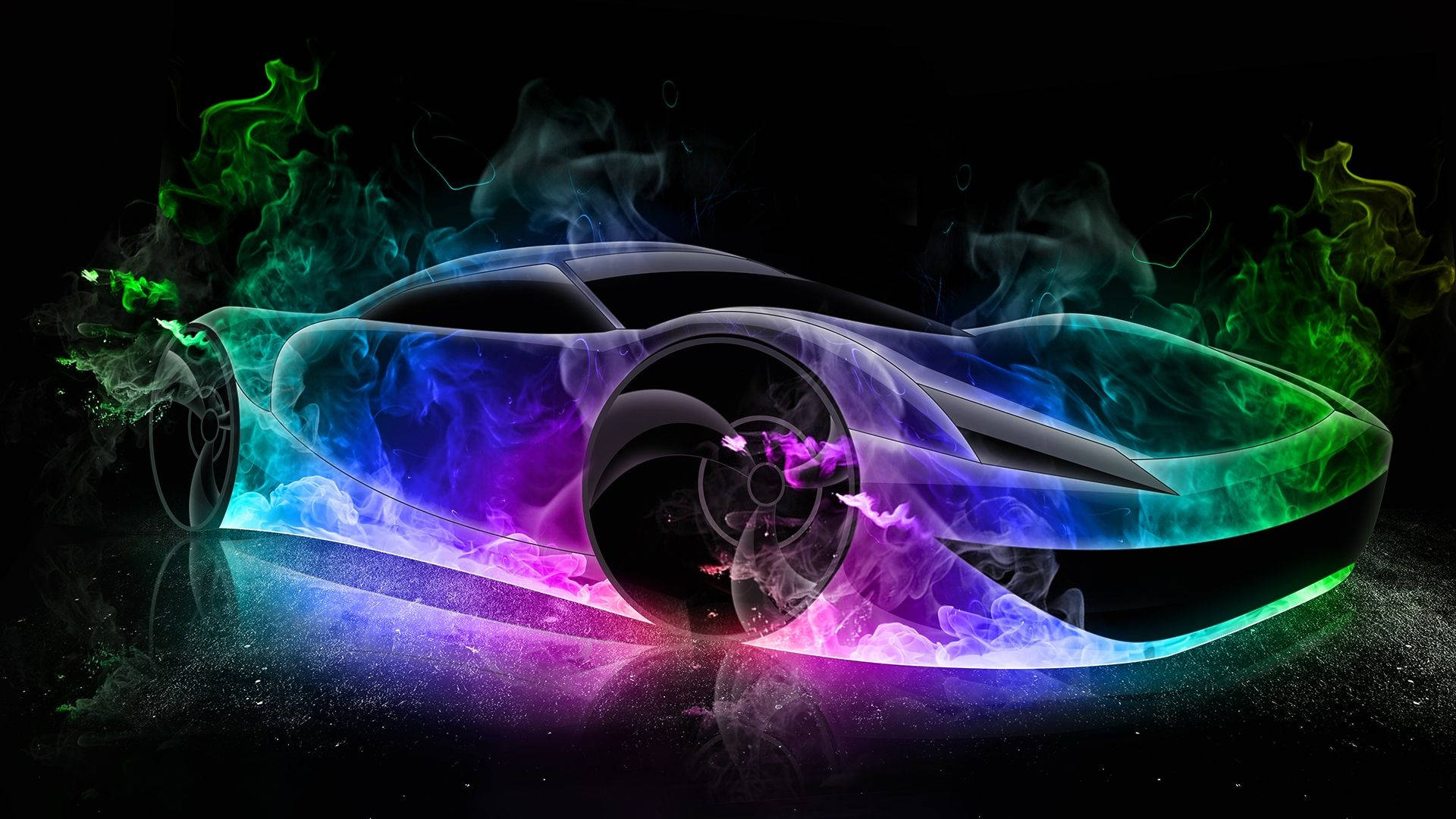 neon blue, purple, green smoke, Full HD Desktop Wallpaper