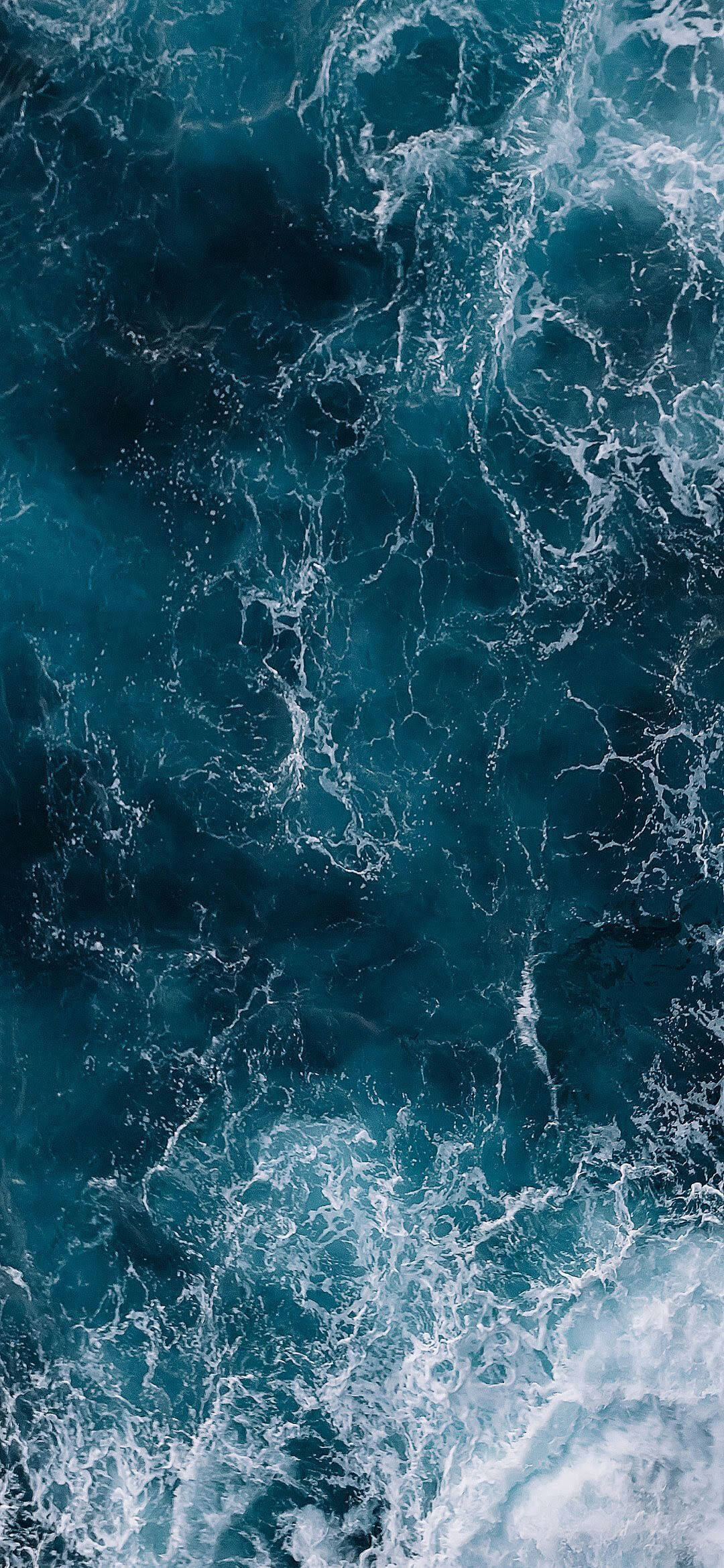 Realme 6 Punch Hole, deep blue ocean, white foam, Full HD Phone Wallpaper