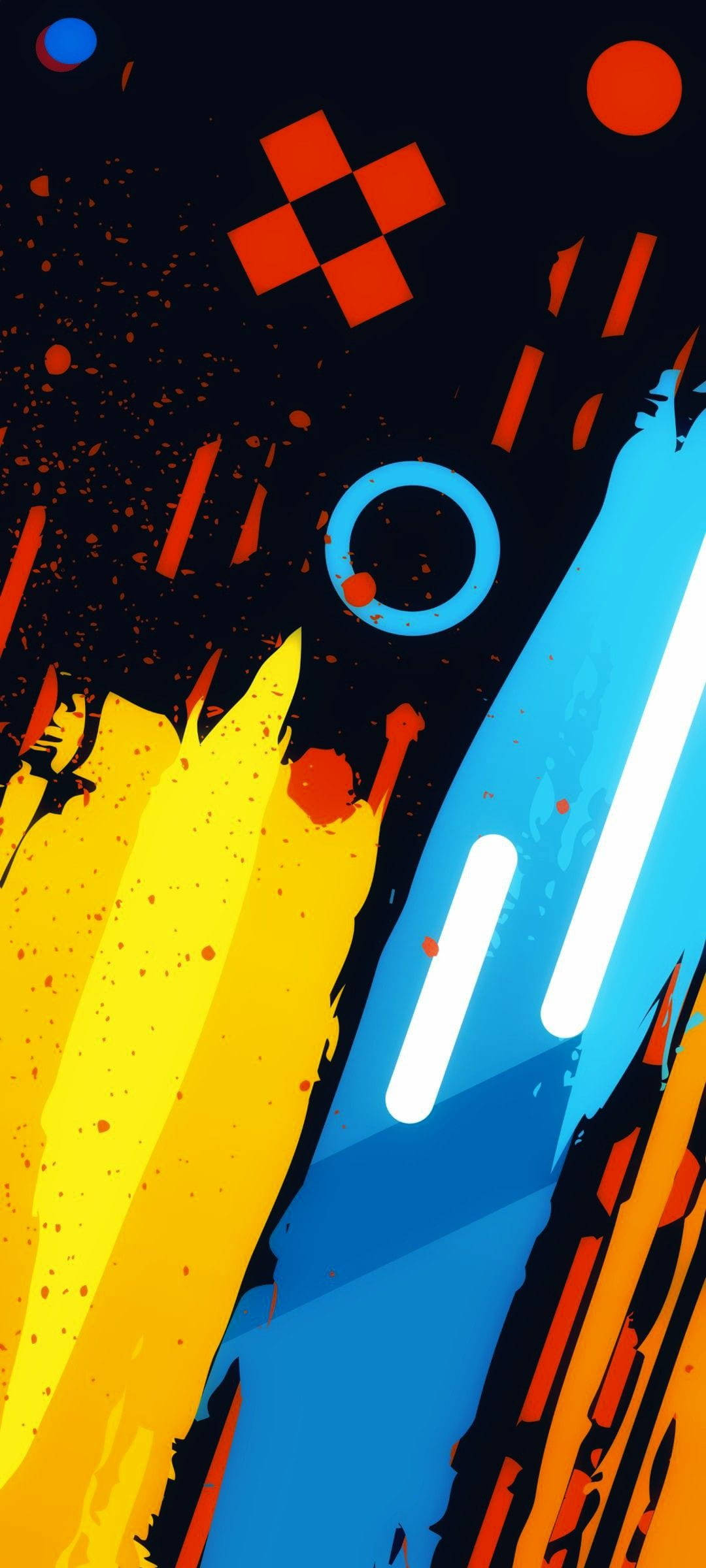 Realme 6 Punch Hole, abstract paint strokes, geometric shapes, Full HD Phone Wallpaper