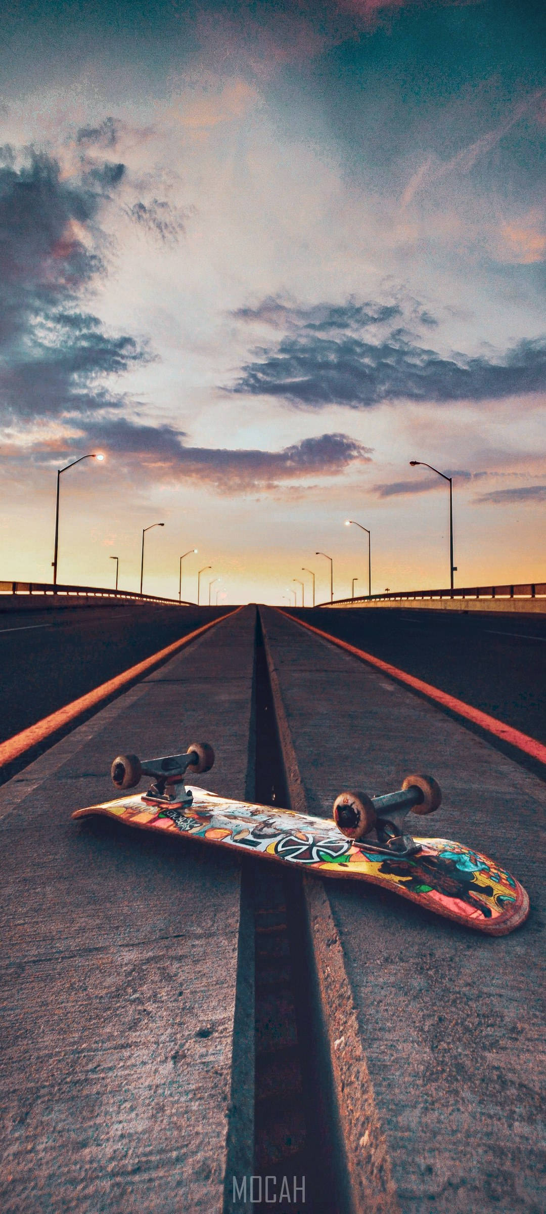 Realme 7 Pro, skateboard, cracked concrete bridge, Full HD Phone Wallpaper