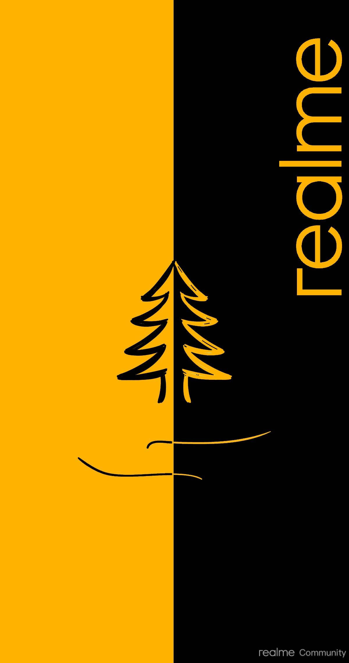 Realme 7 Pro, black, yellow, Full HD Phone Wallpaper